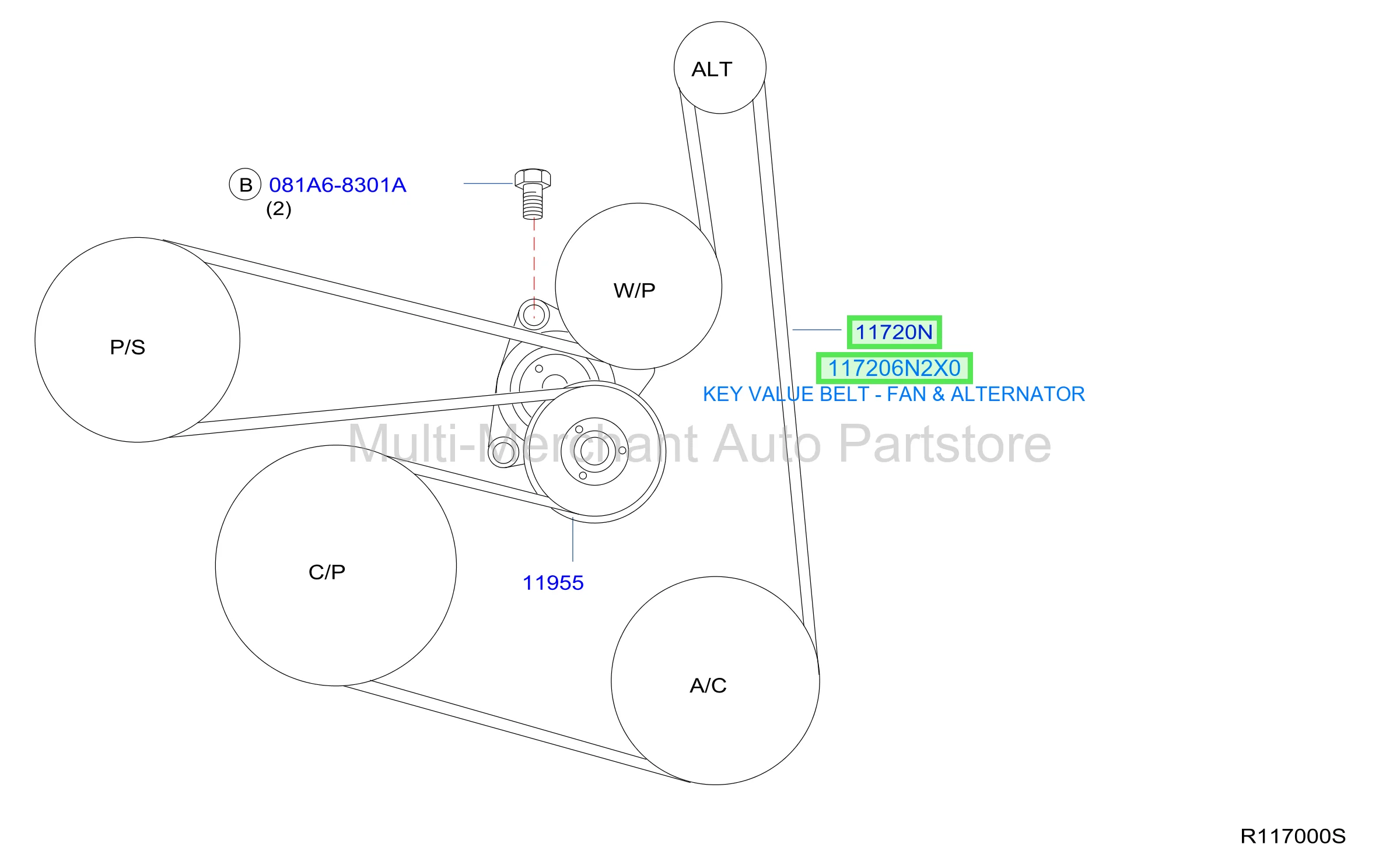 KEY VALUE BELT - FAN & ALTERNATOR