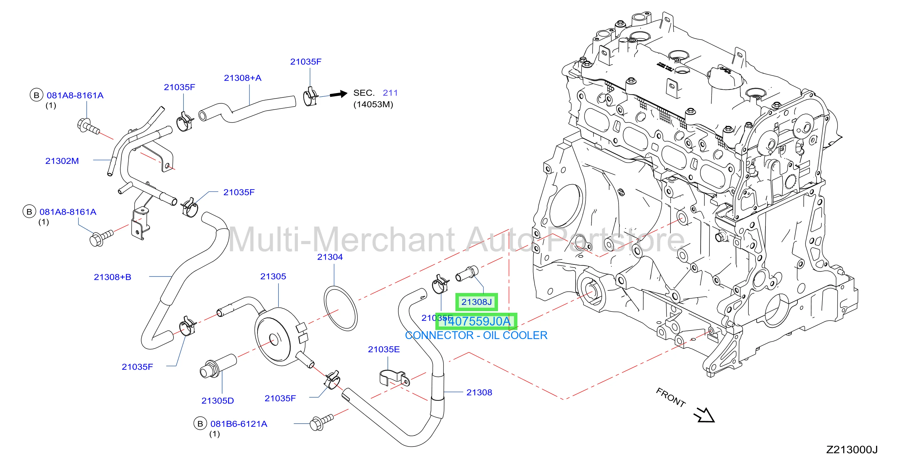 CONNECTOR - OIL COOLER