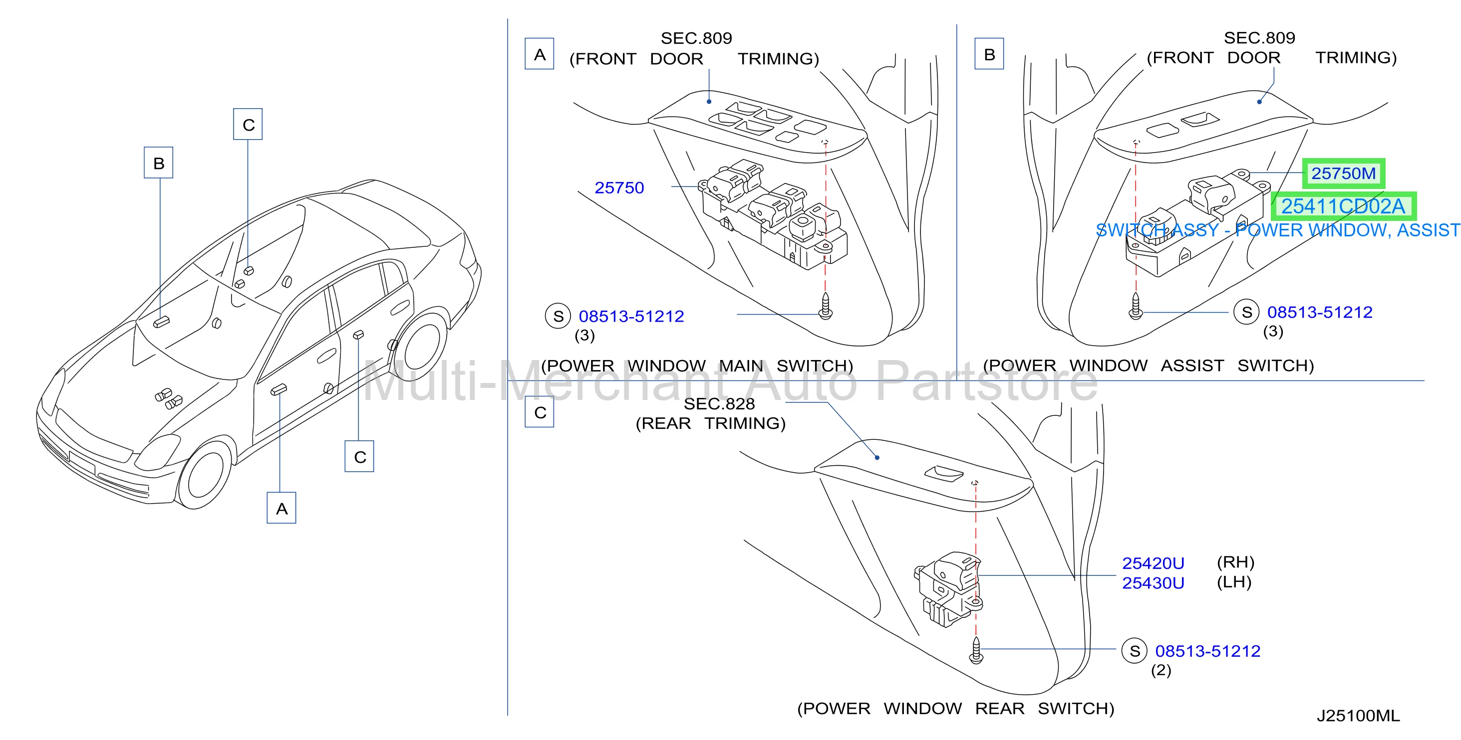 SWITCH ASSY - POWER WINDOW, ASSIST