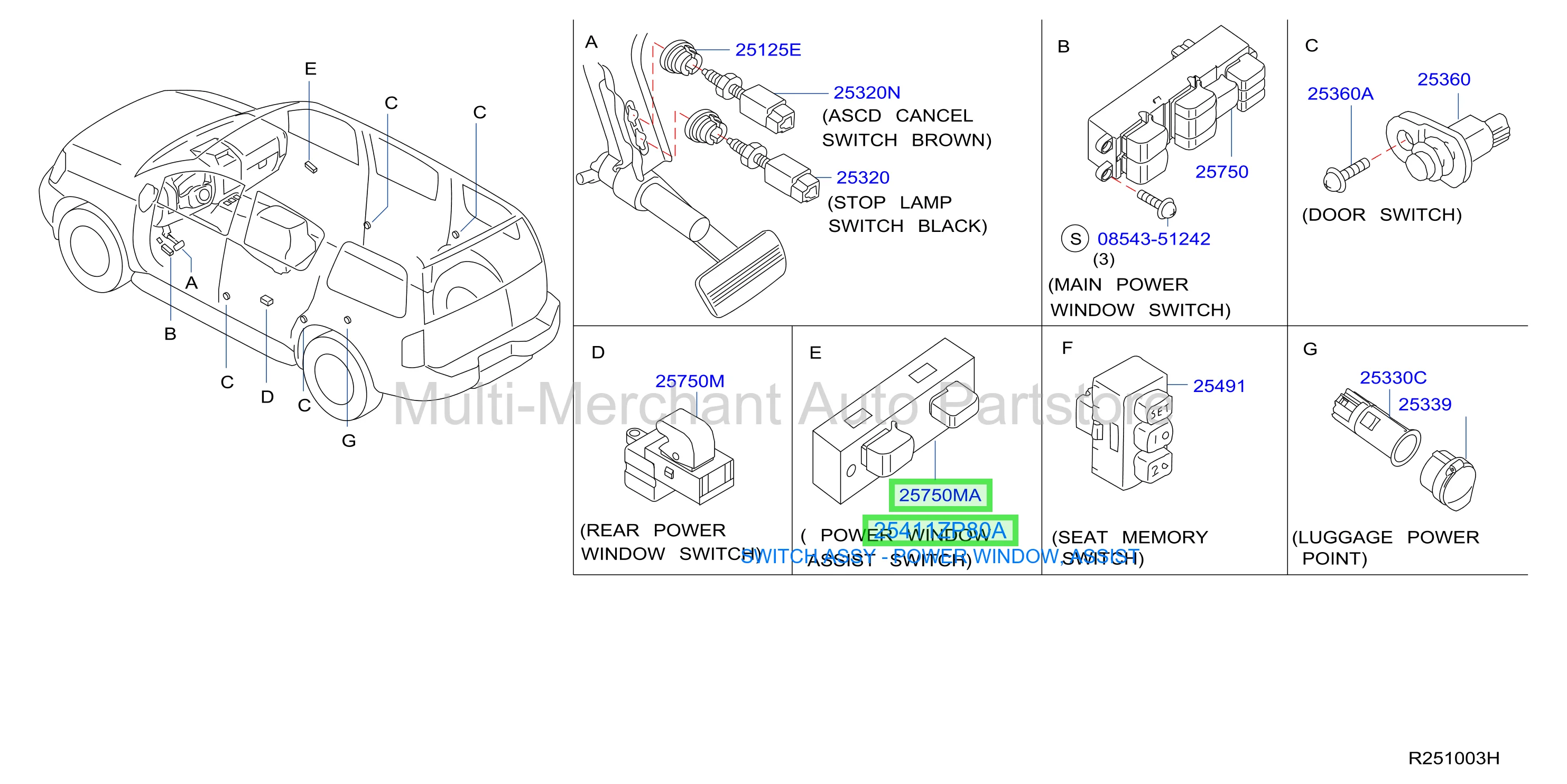 SWITCH ASSY - POWER WINDOW, ASSIST