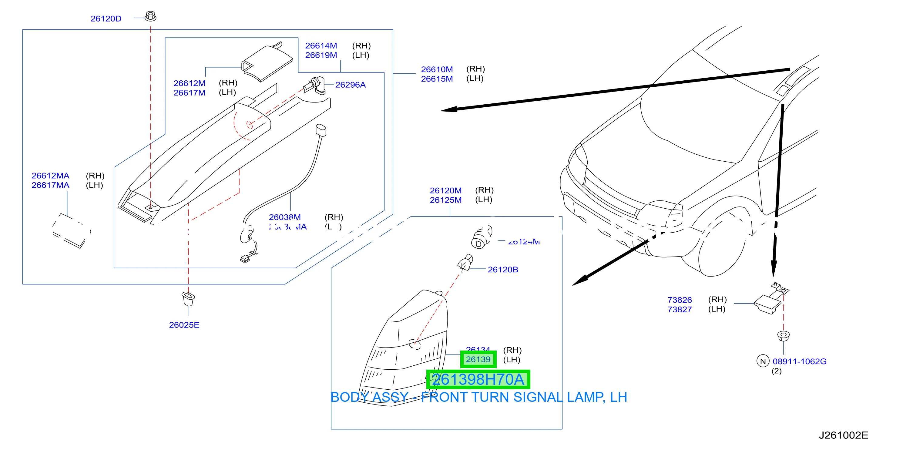 BODY ASSY - FRONT TURN SIGNAL LAMP, LH