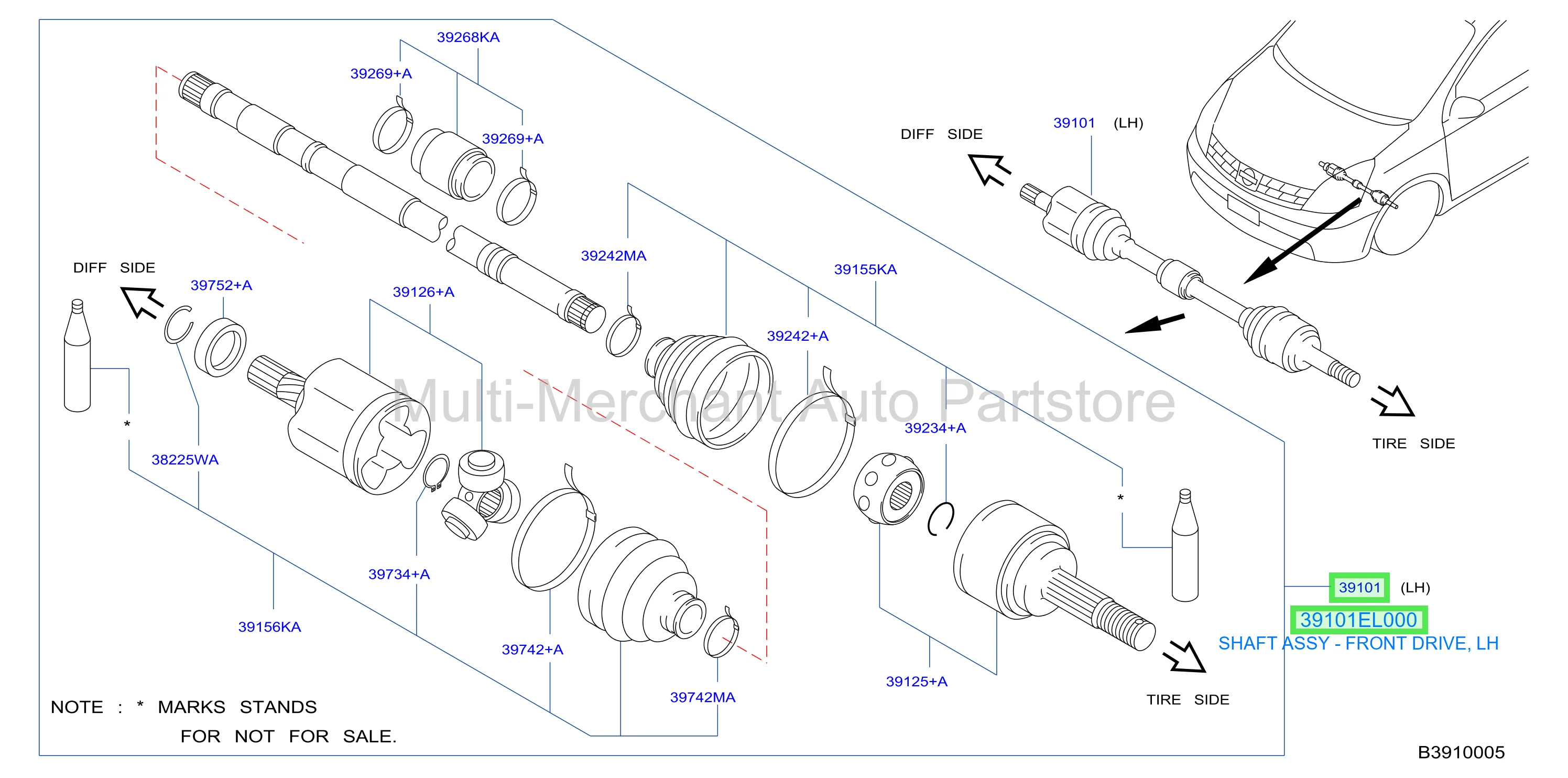 SHAFT ASSY - FRONT DRIVE, LH