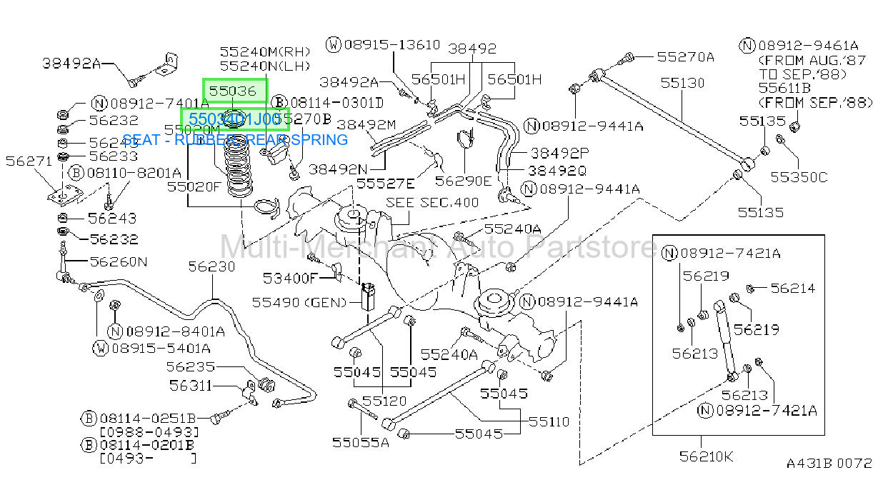 SEAT - RUBBER, REAR SPRING
