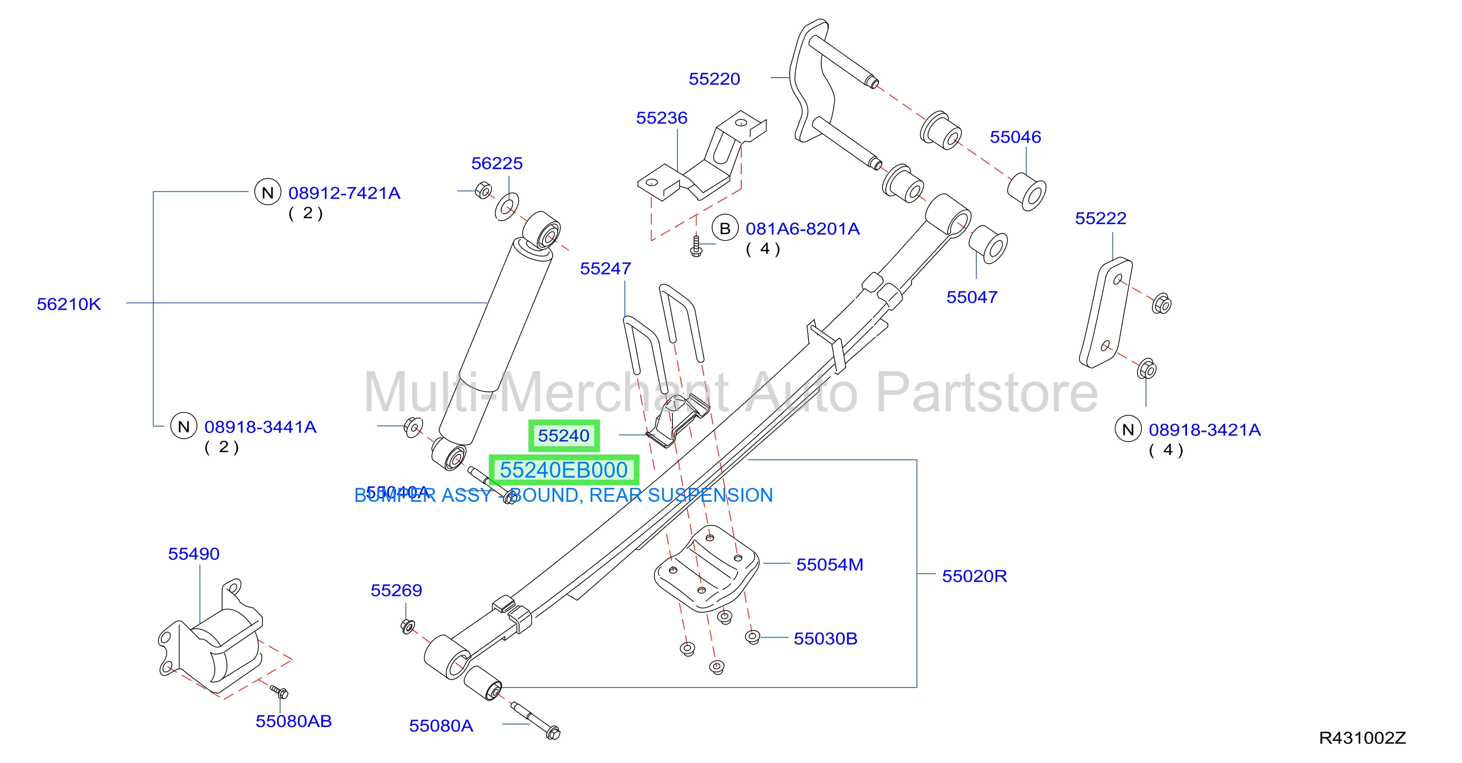 BUMPER ASSY - BOUND, REAR SUSPENSION