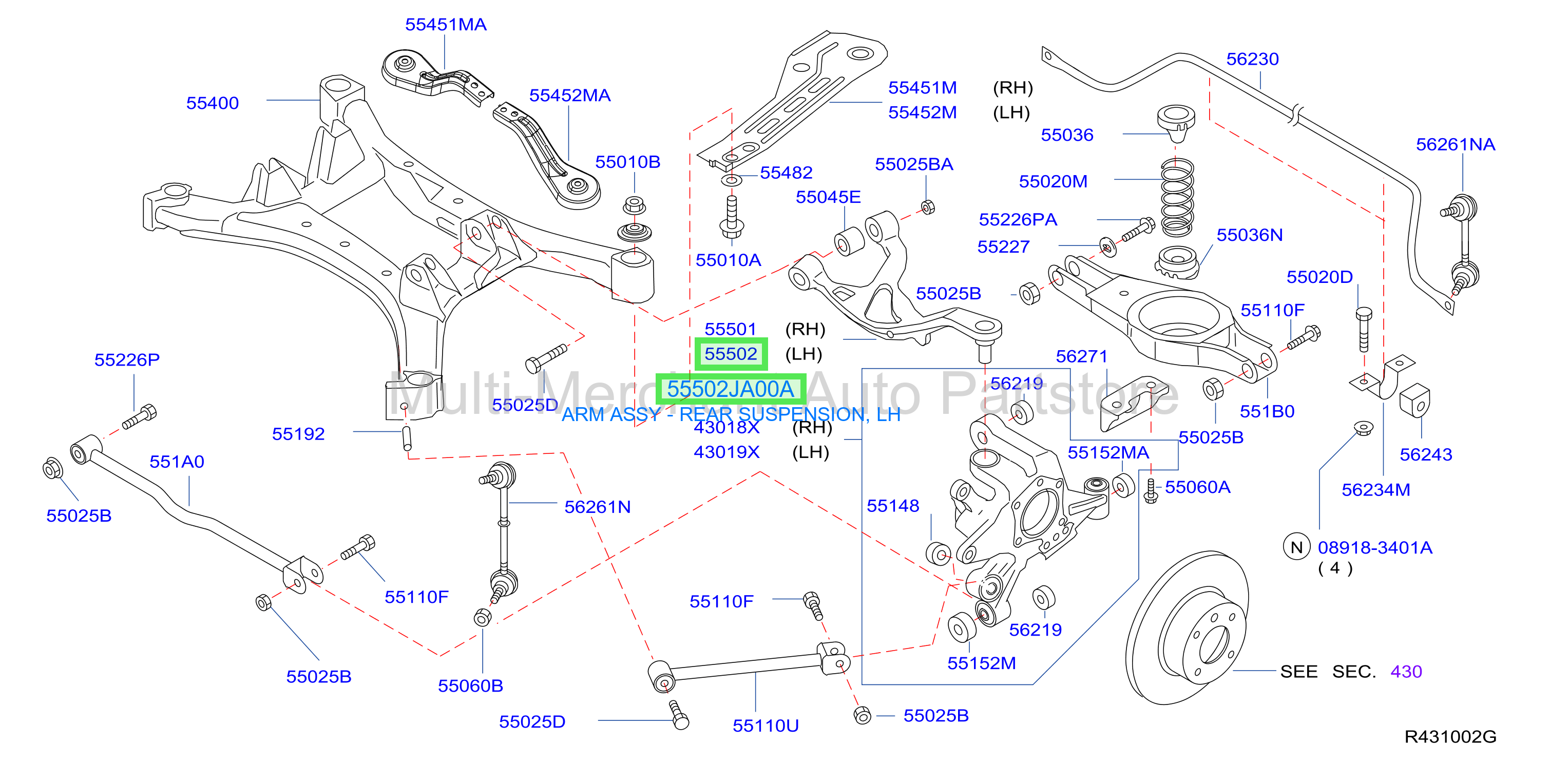 ARM ASSY - REAR SUSPENSION, LH