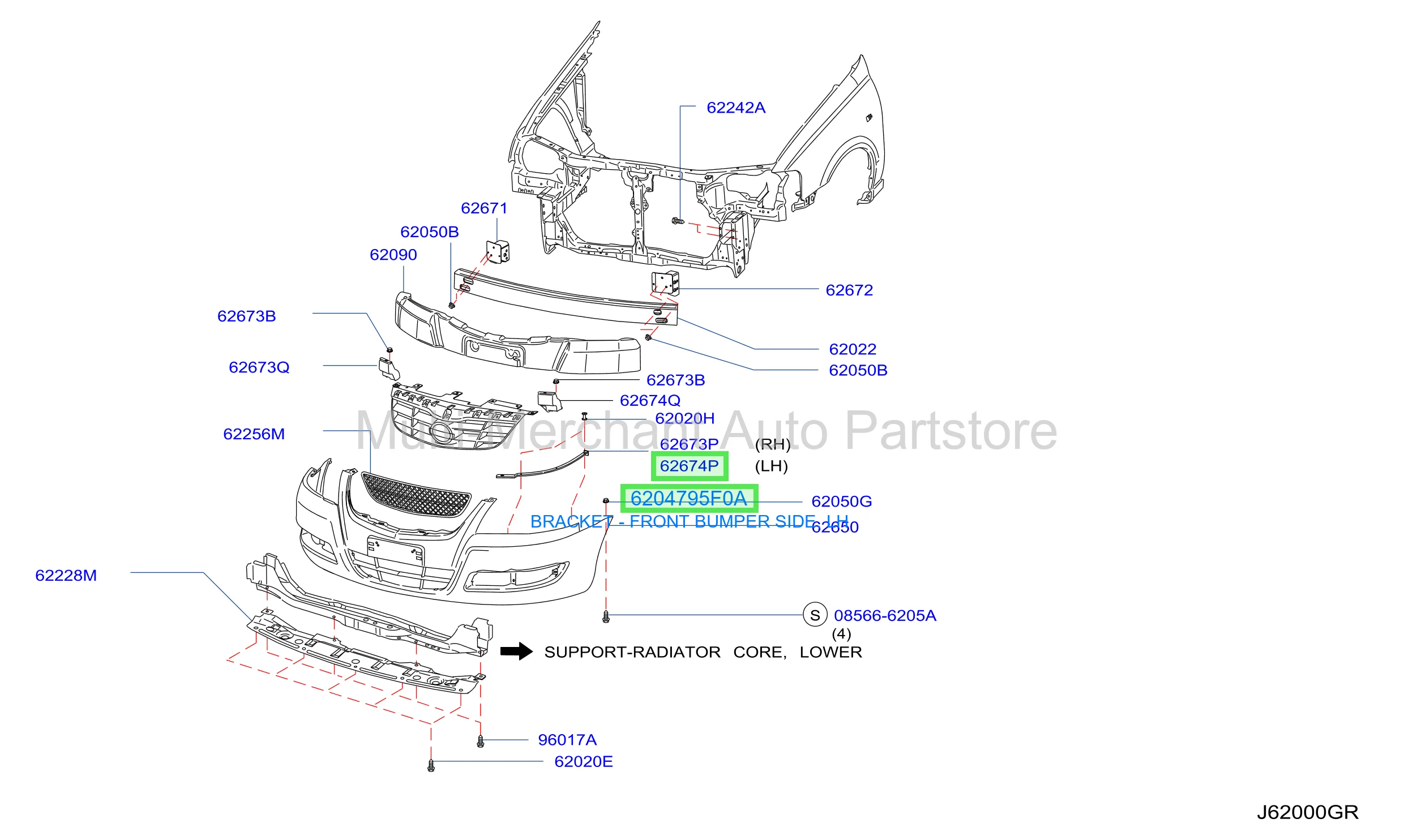 BRACKET - FRONT BUMPER SIDE, LH