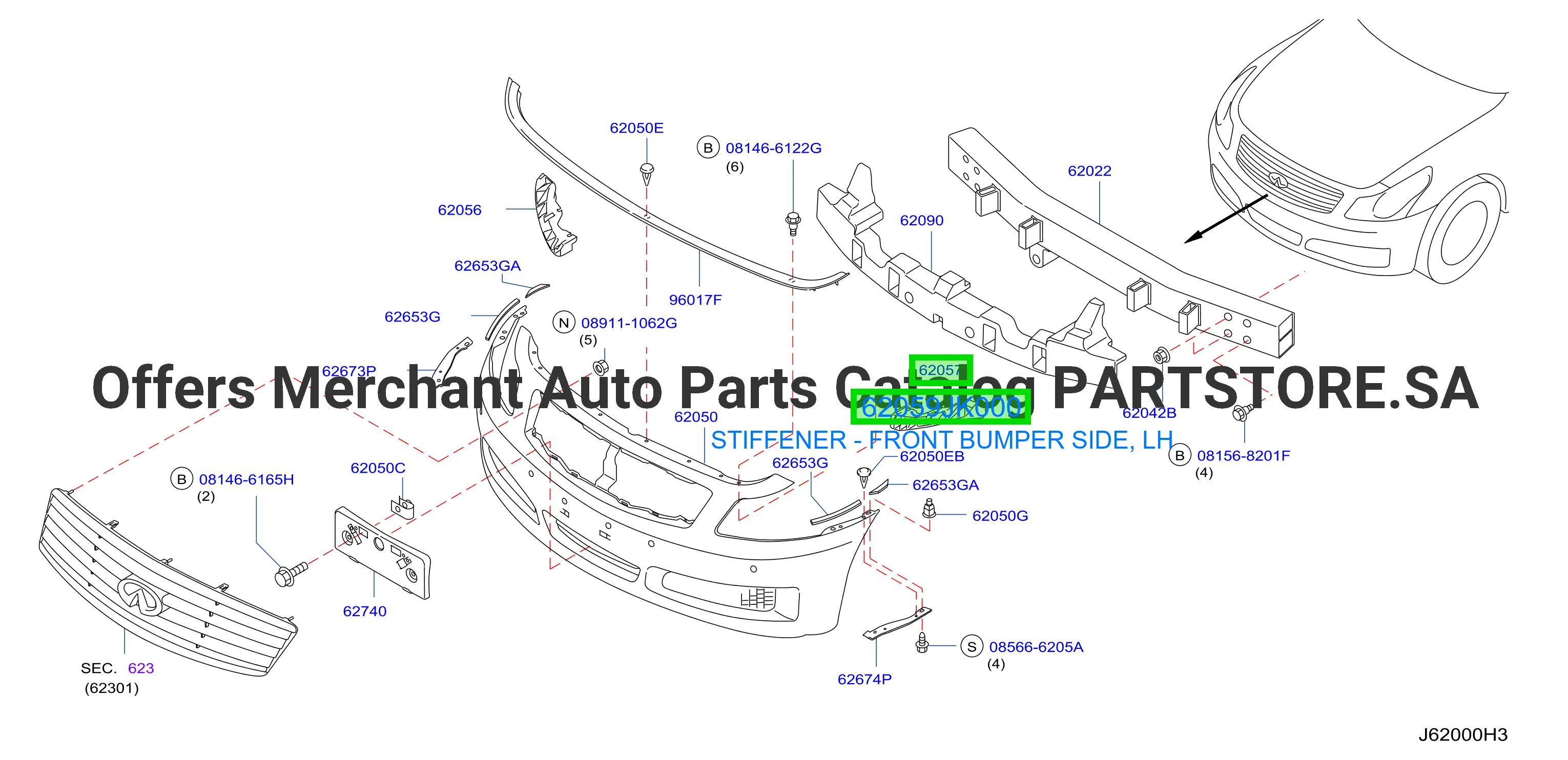 STIFFENER - FRONT BUMPER SIDE, LH