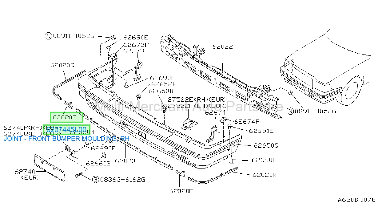 JOINT - FRONT BUMPER MOULDING, RH