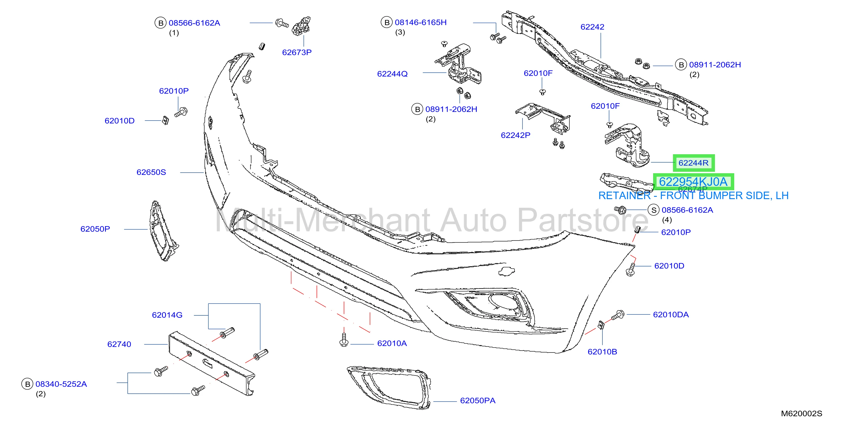RETAINER - FRONT BUMPER SIDE, LH