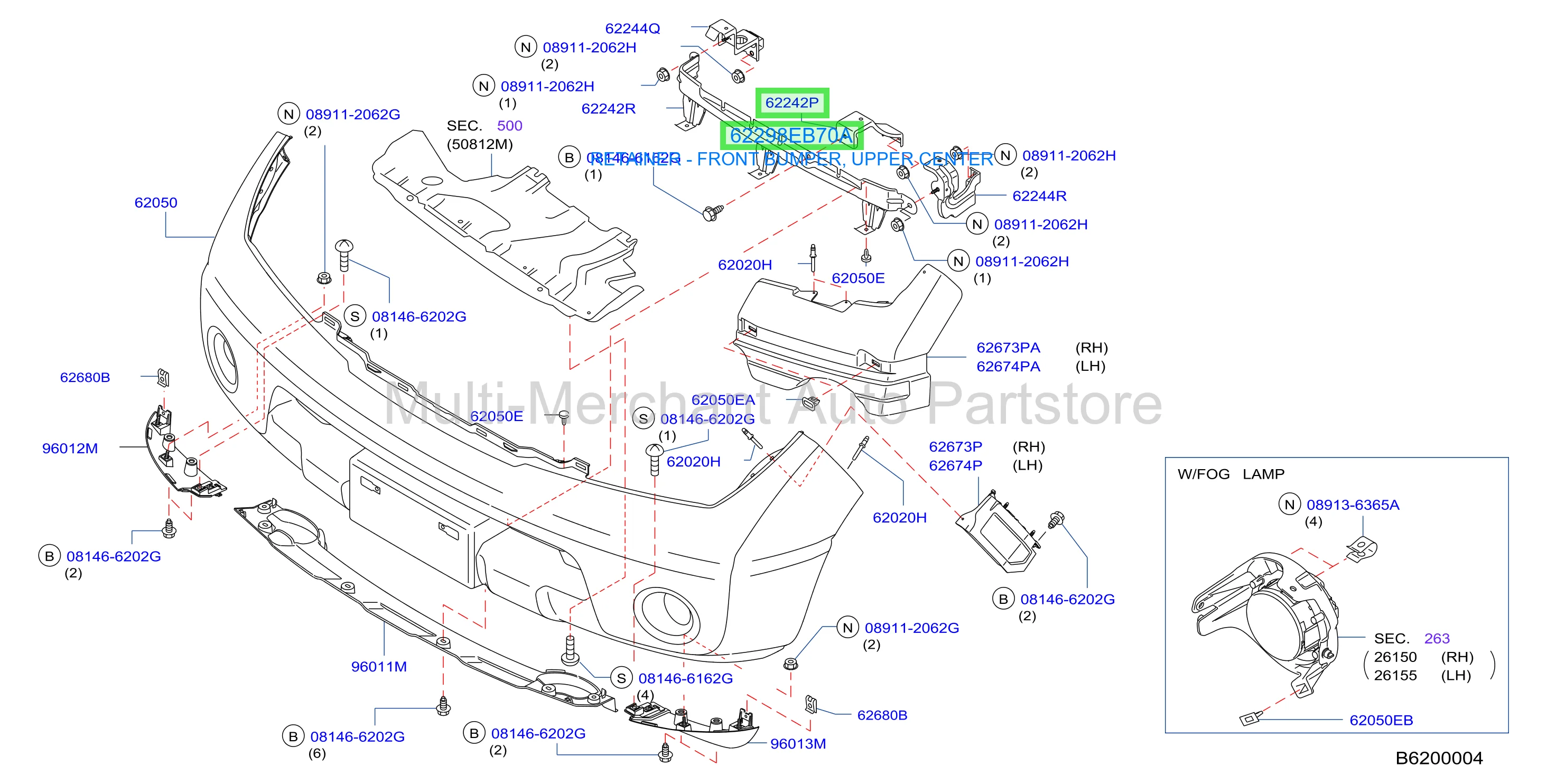 RETAINER - FRONT BUMPER, UPPER CENTER