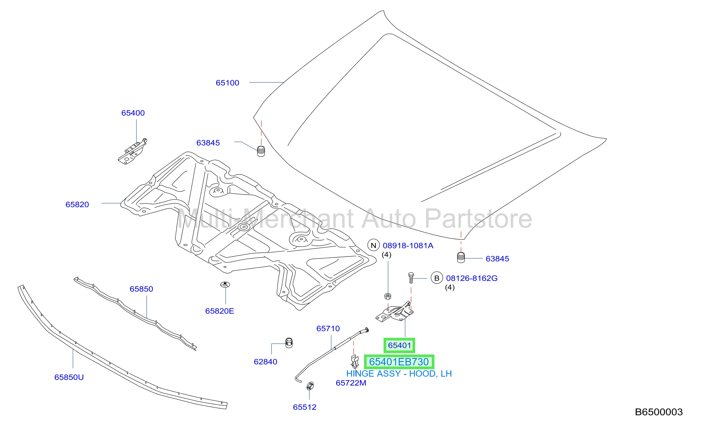 HINGE ASSY - HOOD, LH