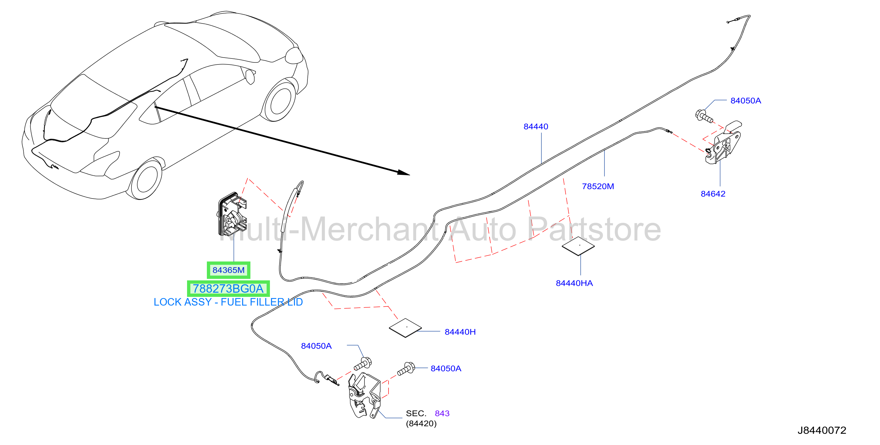 LOCK & ROD ASSY - FUEL FILLER LID OPENER
