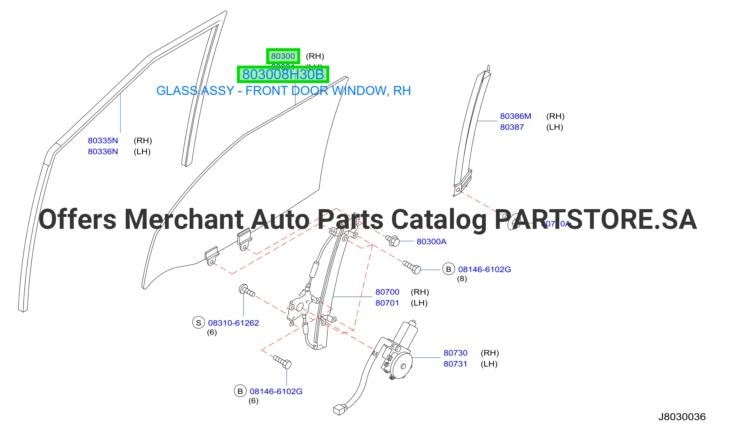 GLASS ASSY - FRONT DOOR WINDOW, RH