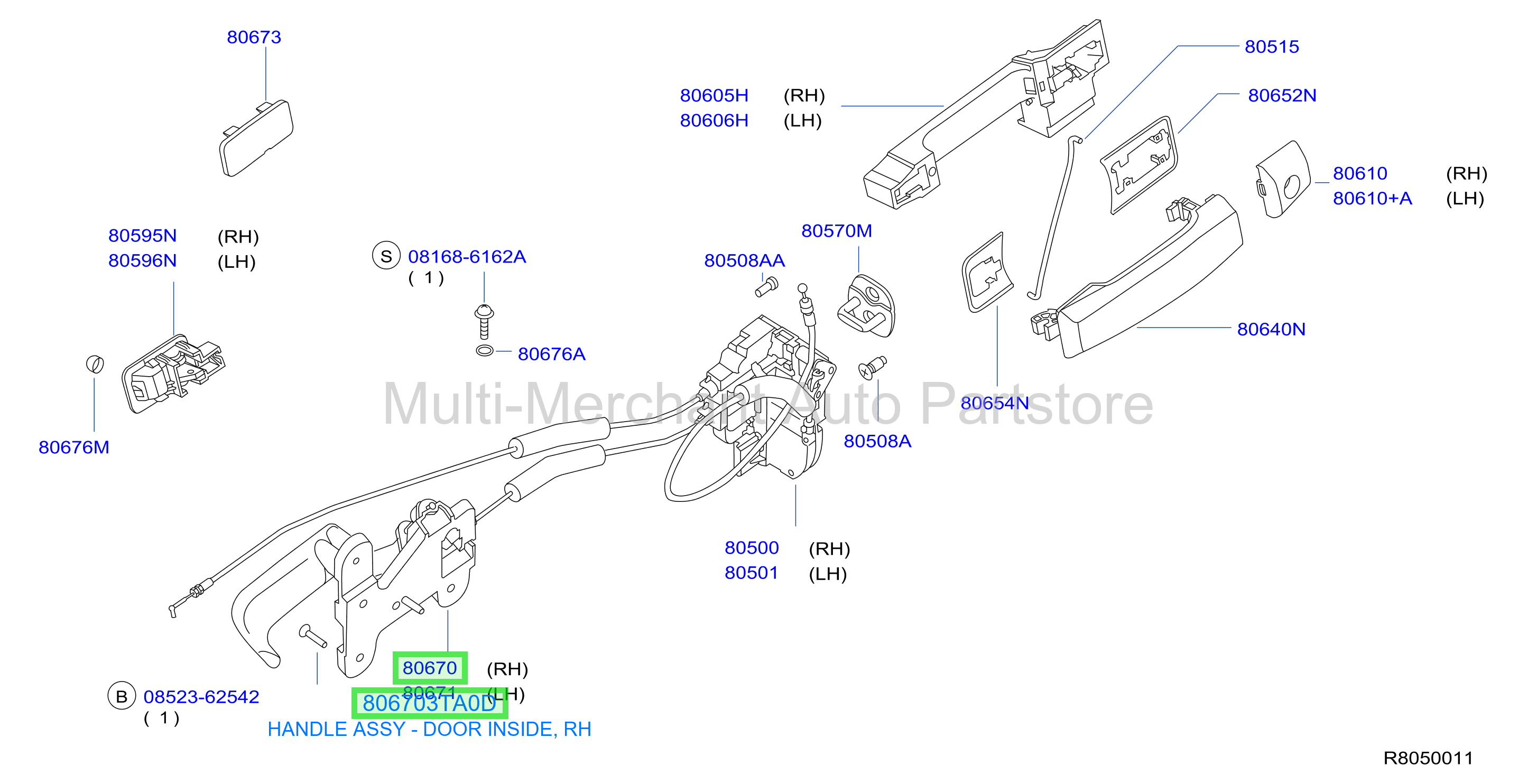 HANDLE ASSY - DOOR INSIDE, RH