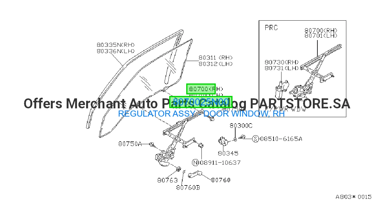 REGULATOR ASSY - DOOR WINDOW, RH