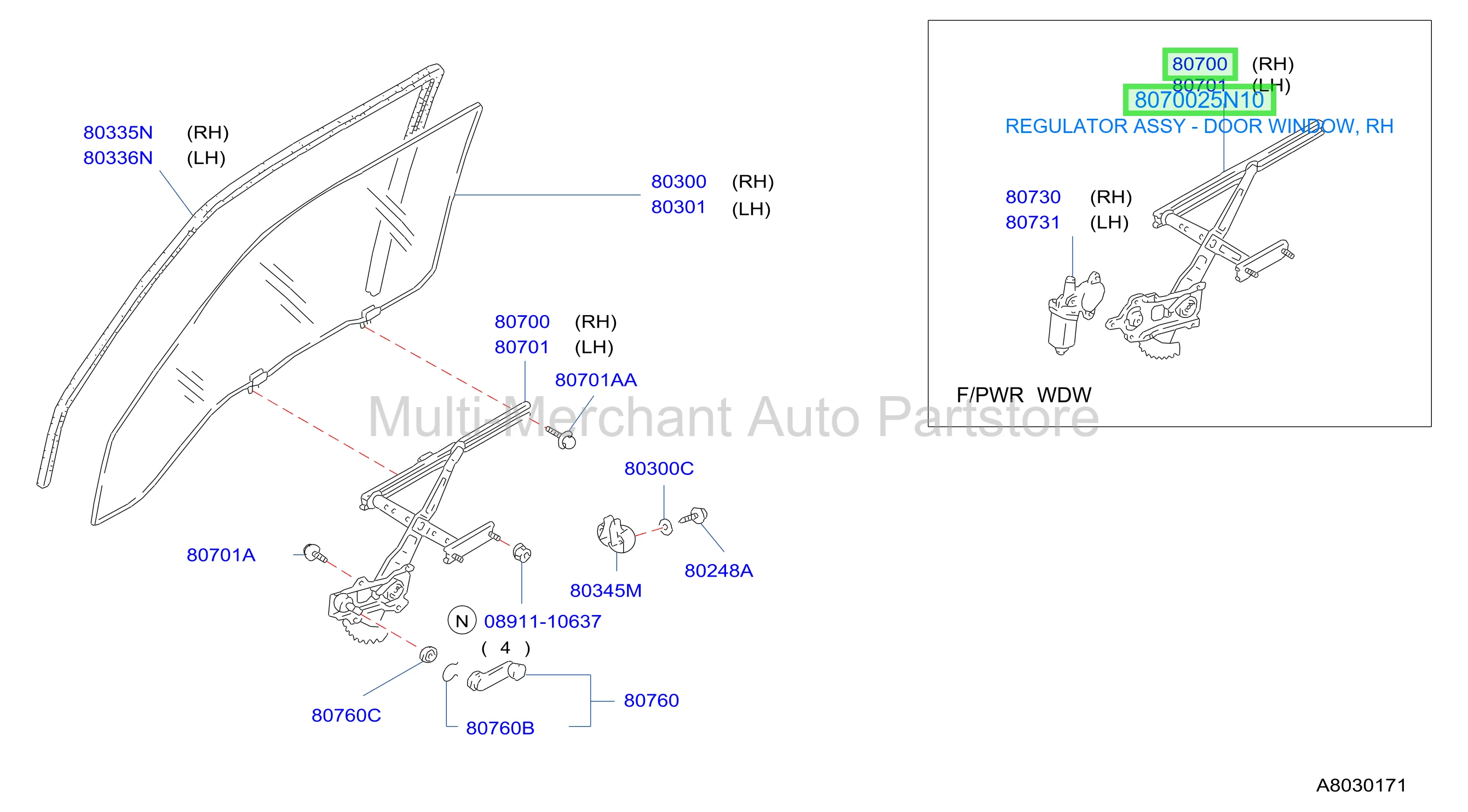 REGULATOR ASSY - DOOR WINDOW, RH