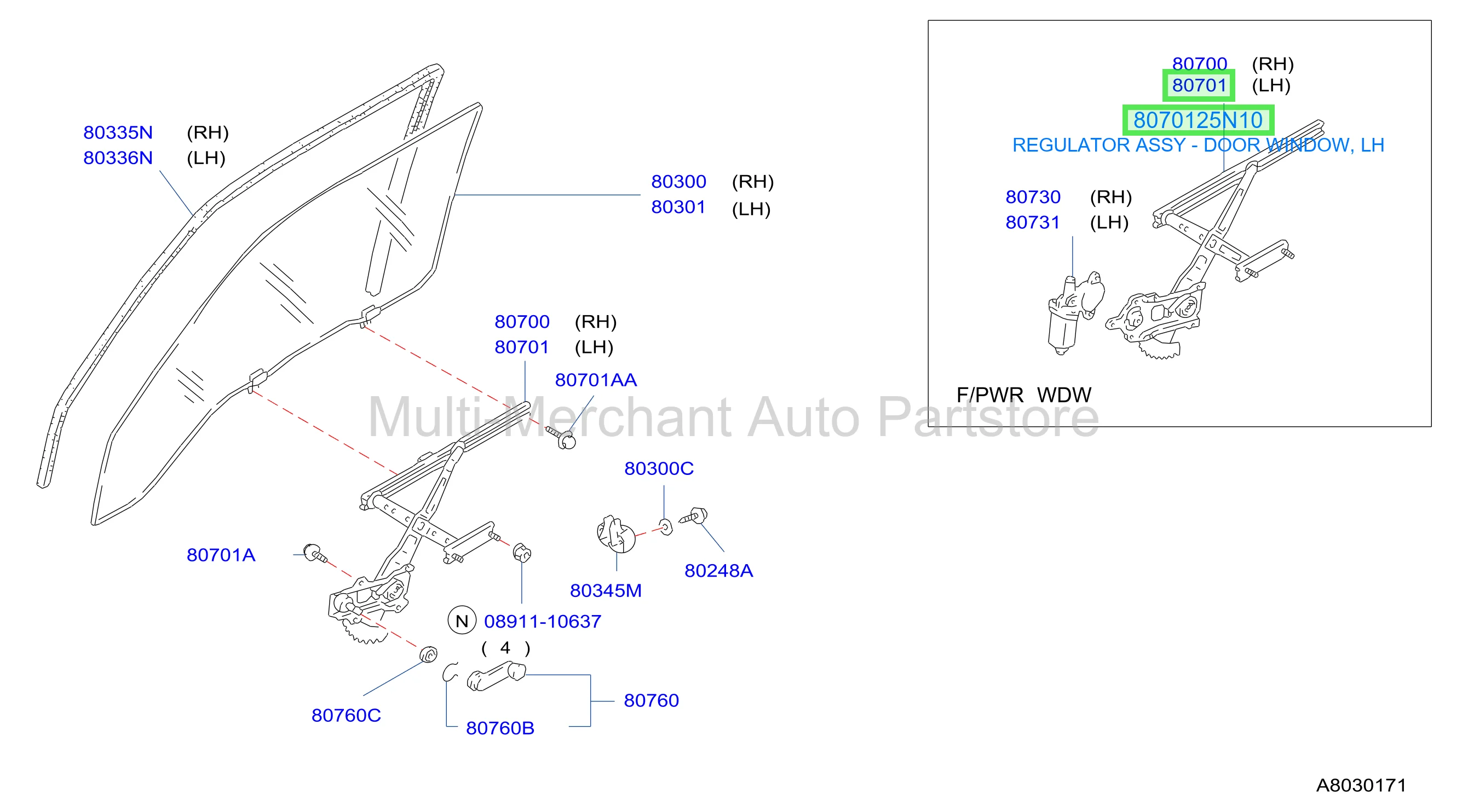 REGULATOR ASSY - DOOR WINDOW, LH