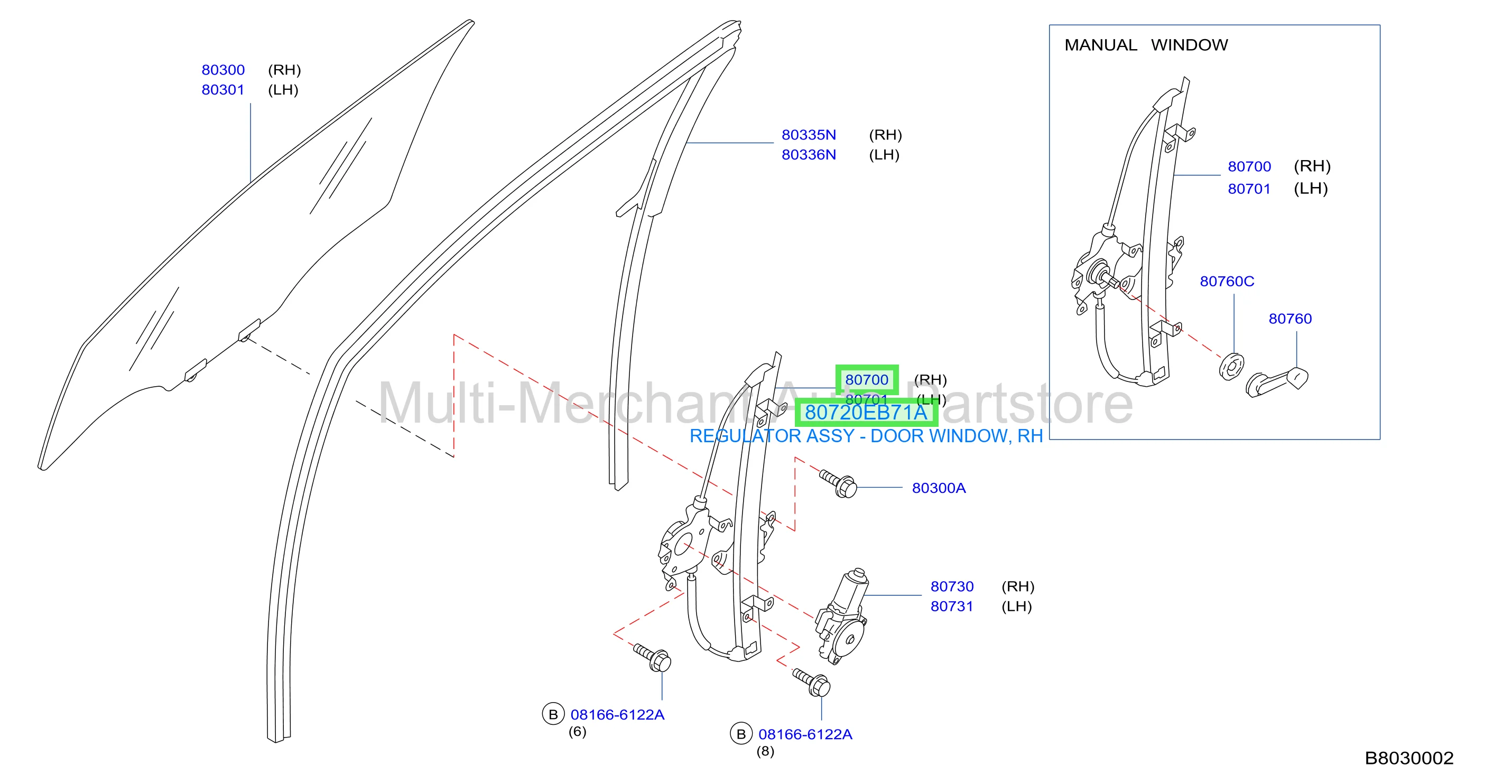 REGULATOR ASSY - DOOR WINDOW, RH