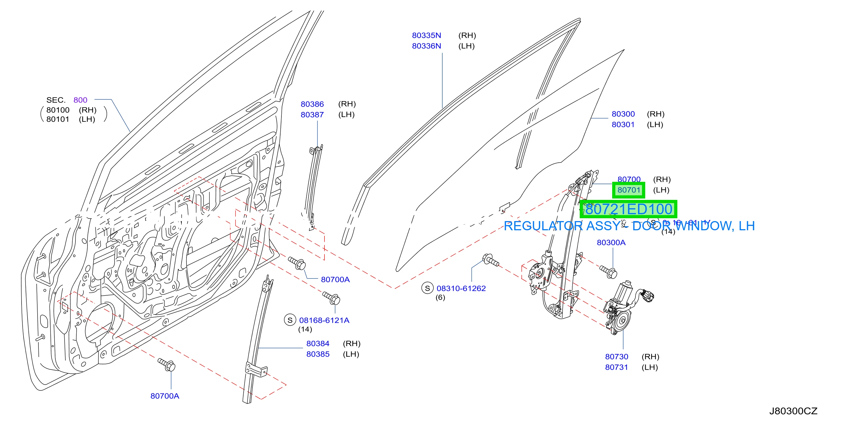 REGULATOR ASSY - DOOR WINDOW, LH