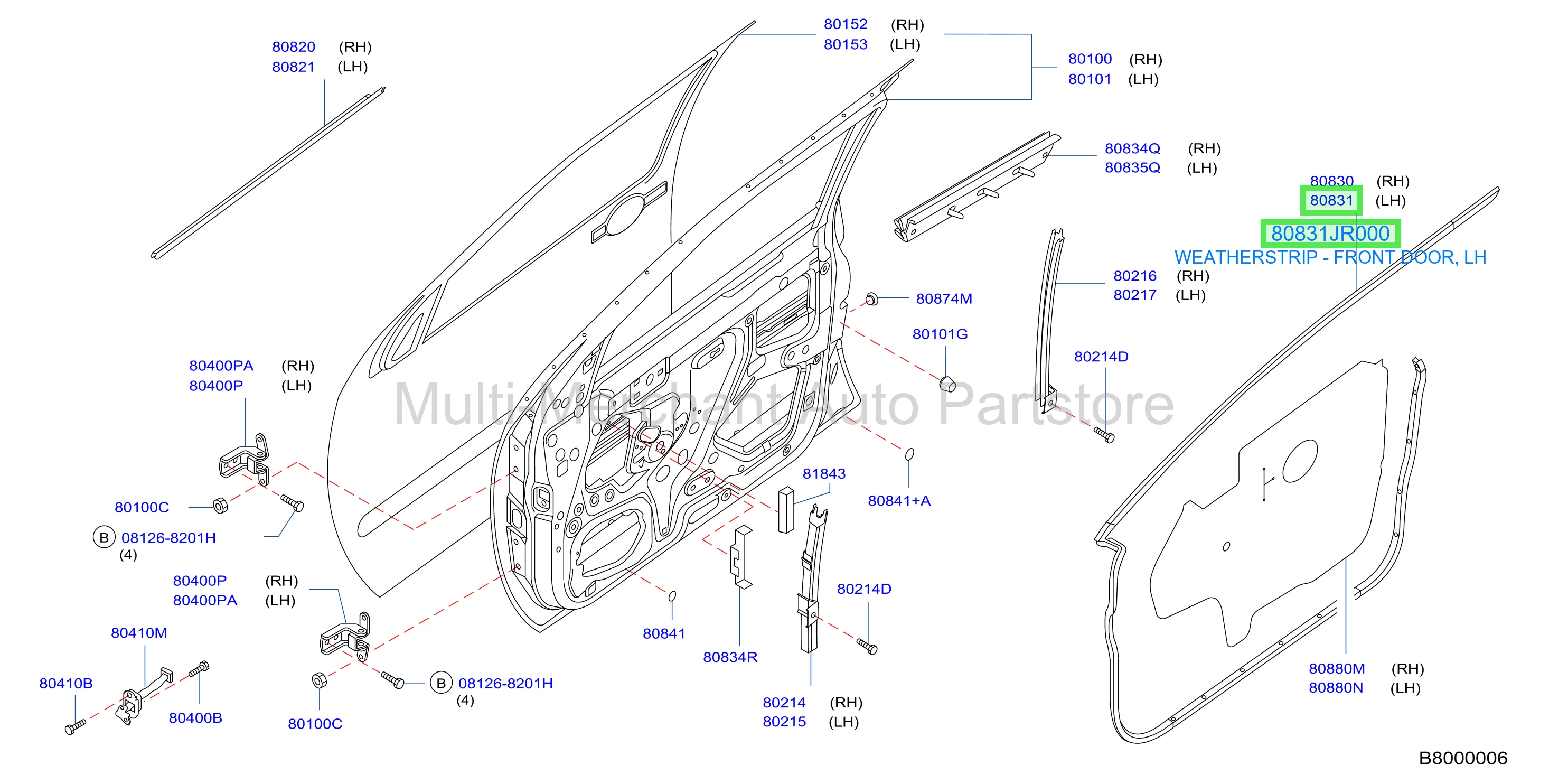 WEATHERSTRIP - FRONT DOOR, LH