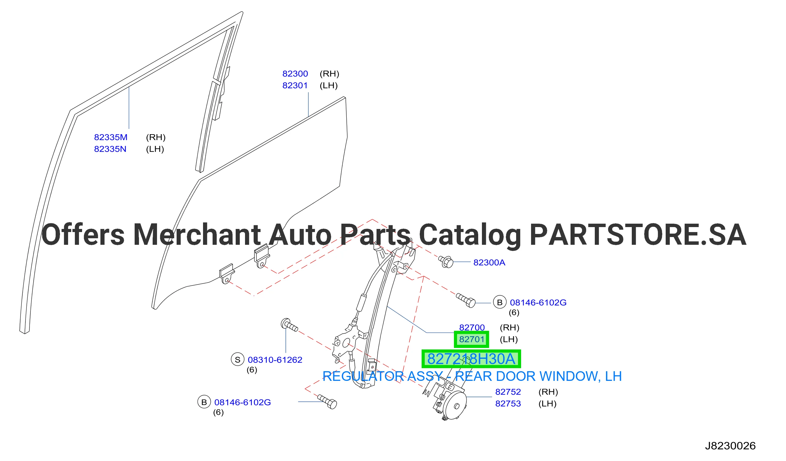 REGULATOR ASSY - REAR DOOR WINDOW, LH