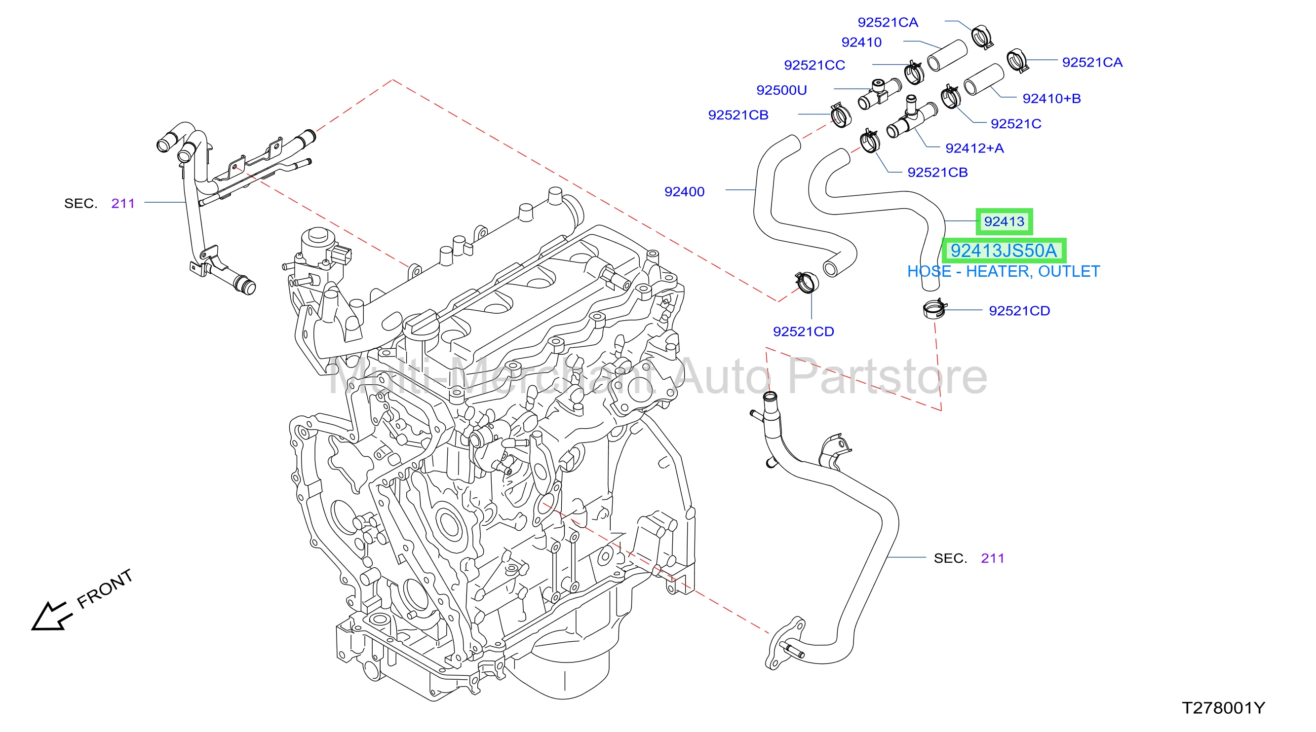 HOSE - HEATER, OUTLET