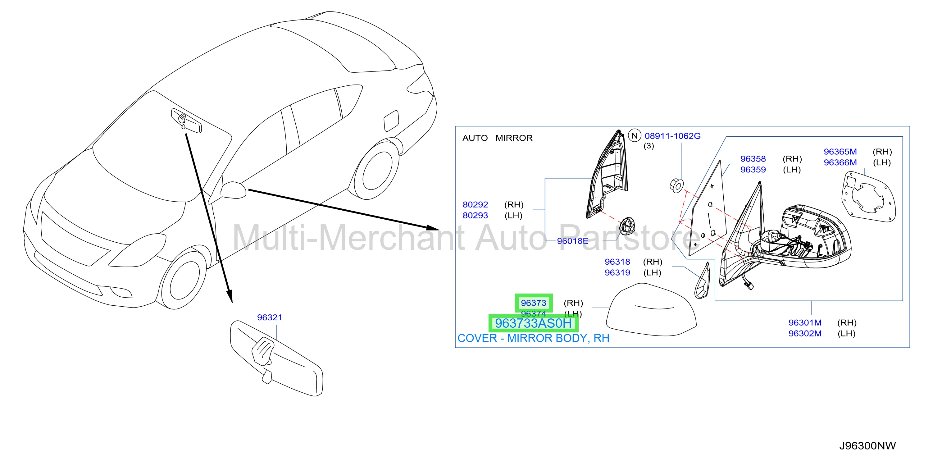 COVER - MIRROR BODY, RH