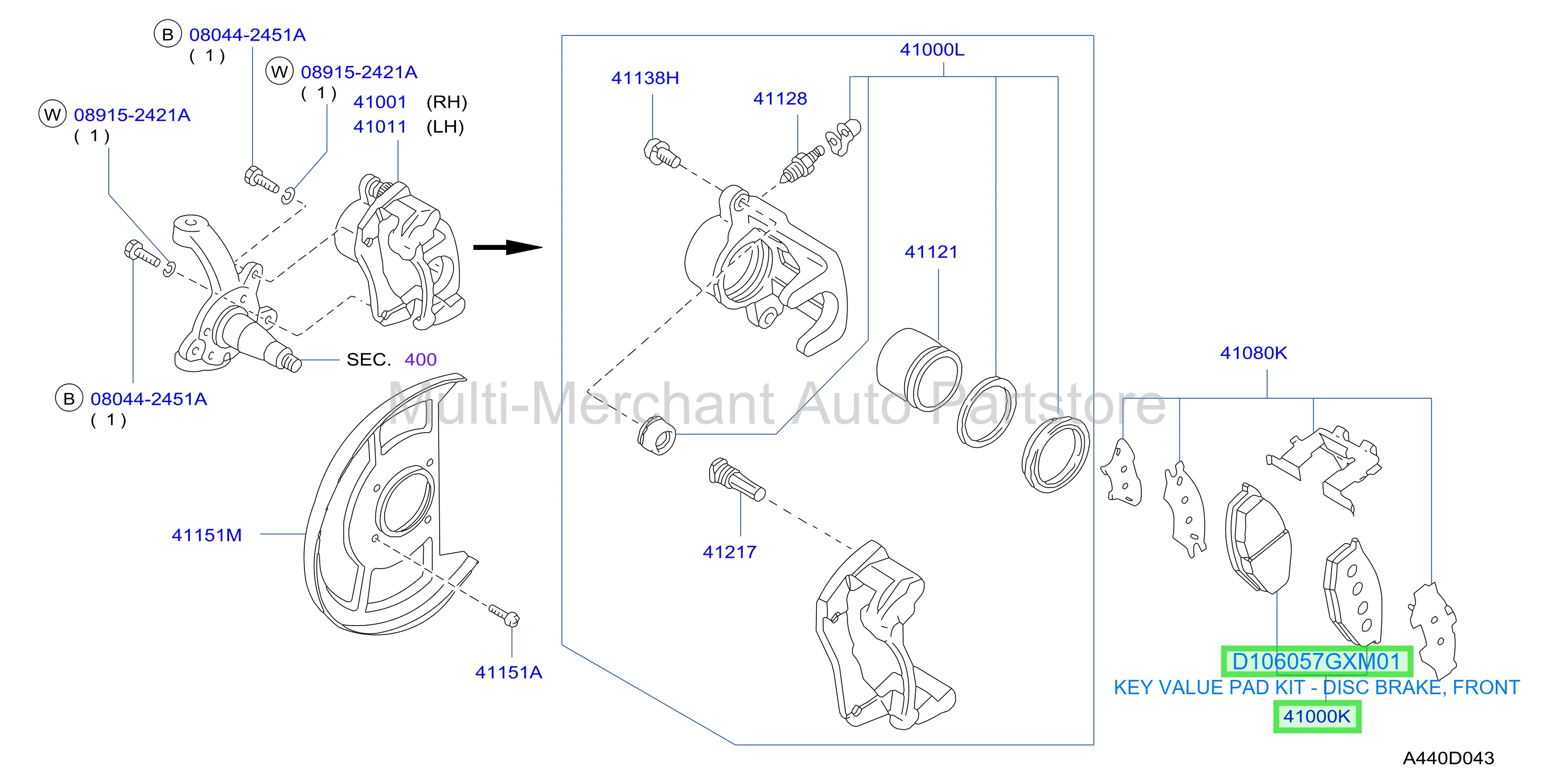 KEY VALUE PAD KIT - DISC BRAKE, FRONT