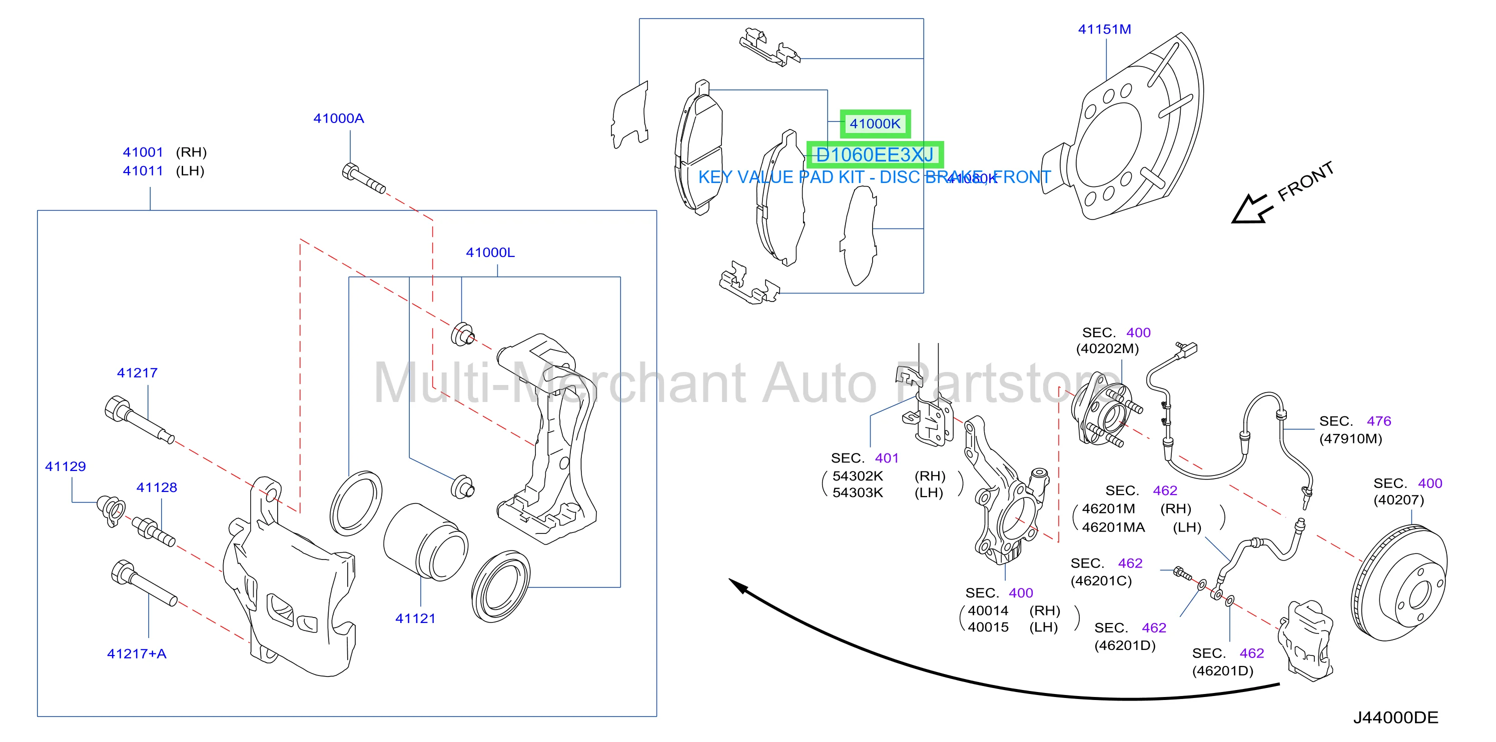 KEY VALUE PAD KIT - DISC BRAKE, FRONT