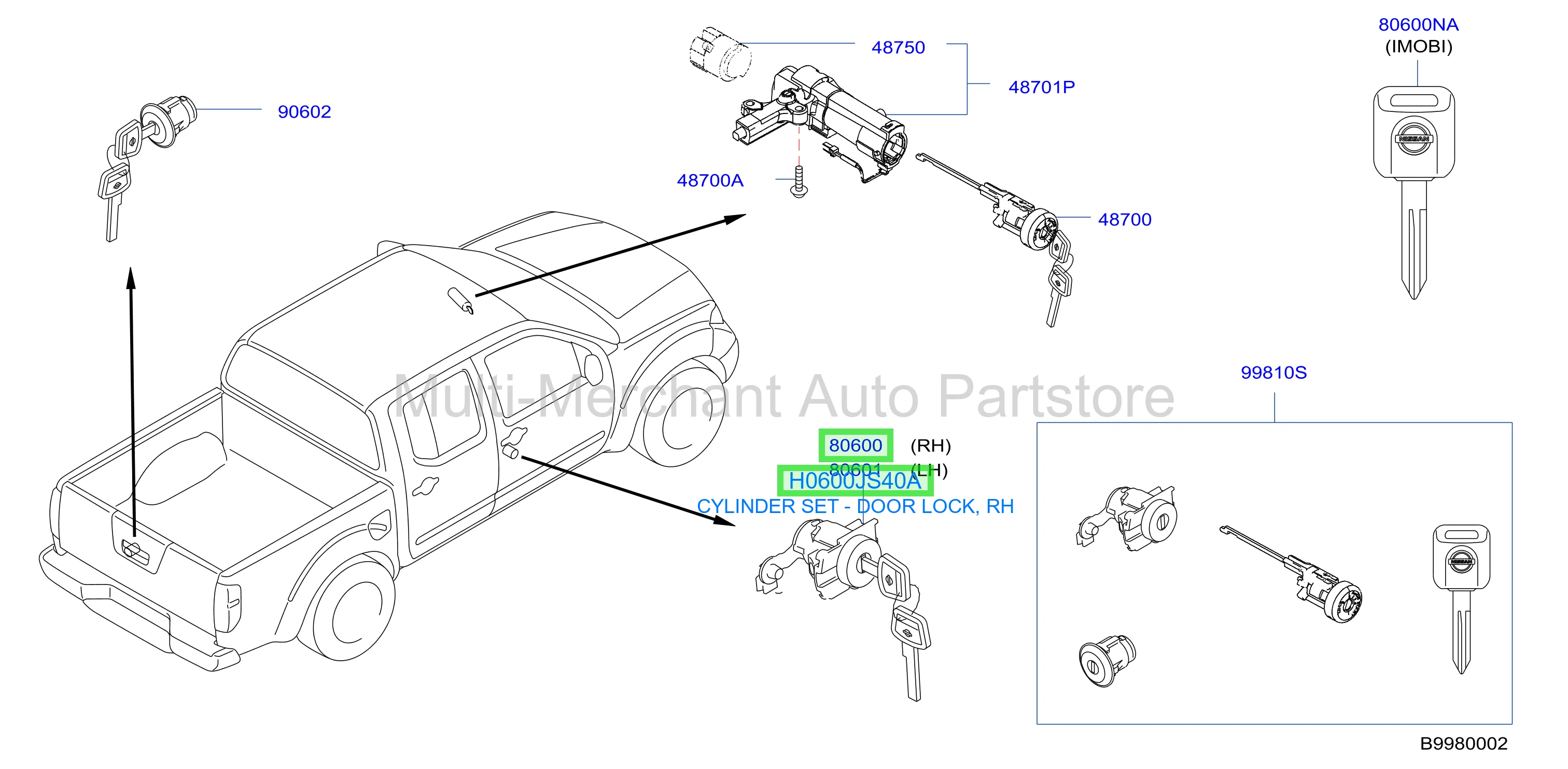 CYLINDER SET - DOOR LOCK, RH