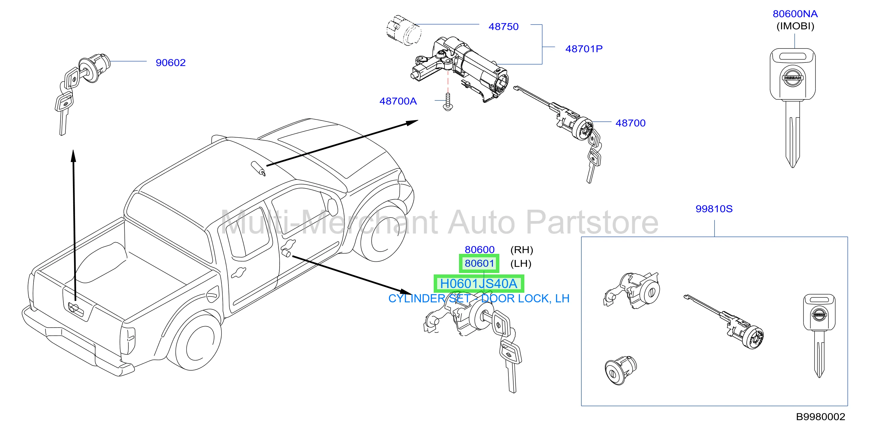 CYLINDER SET - DOOR LOCK, LH