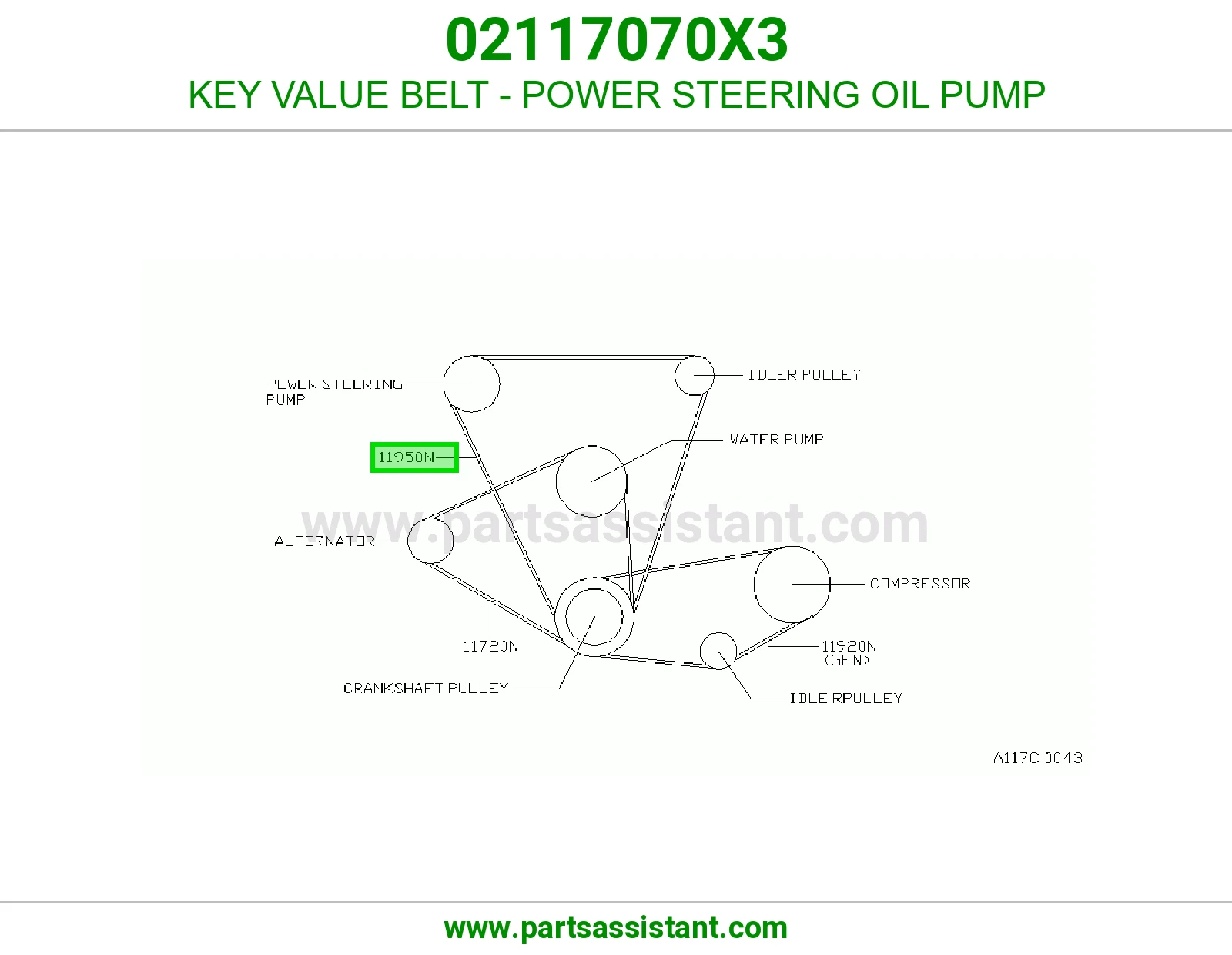 KEY VALUE BELT - POWER STEERING OIL PUMP