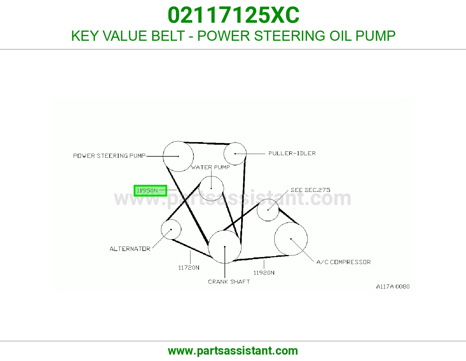 KEY VALUE BELT - POWER STEERING OIL PUMP