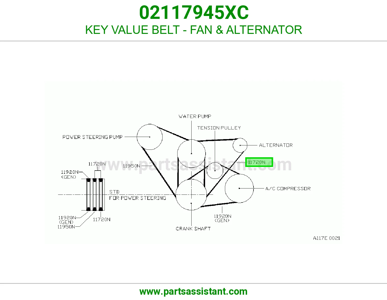 KEY VALUE BELT - FAN & ALTERNATOR