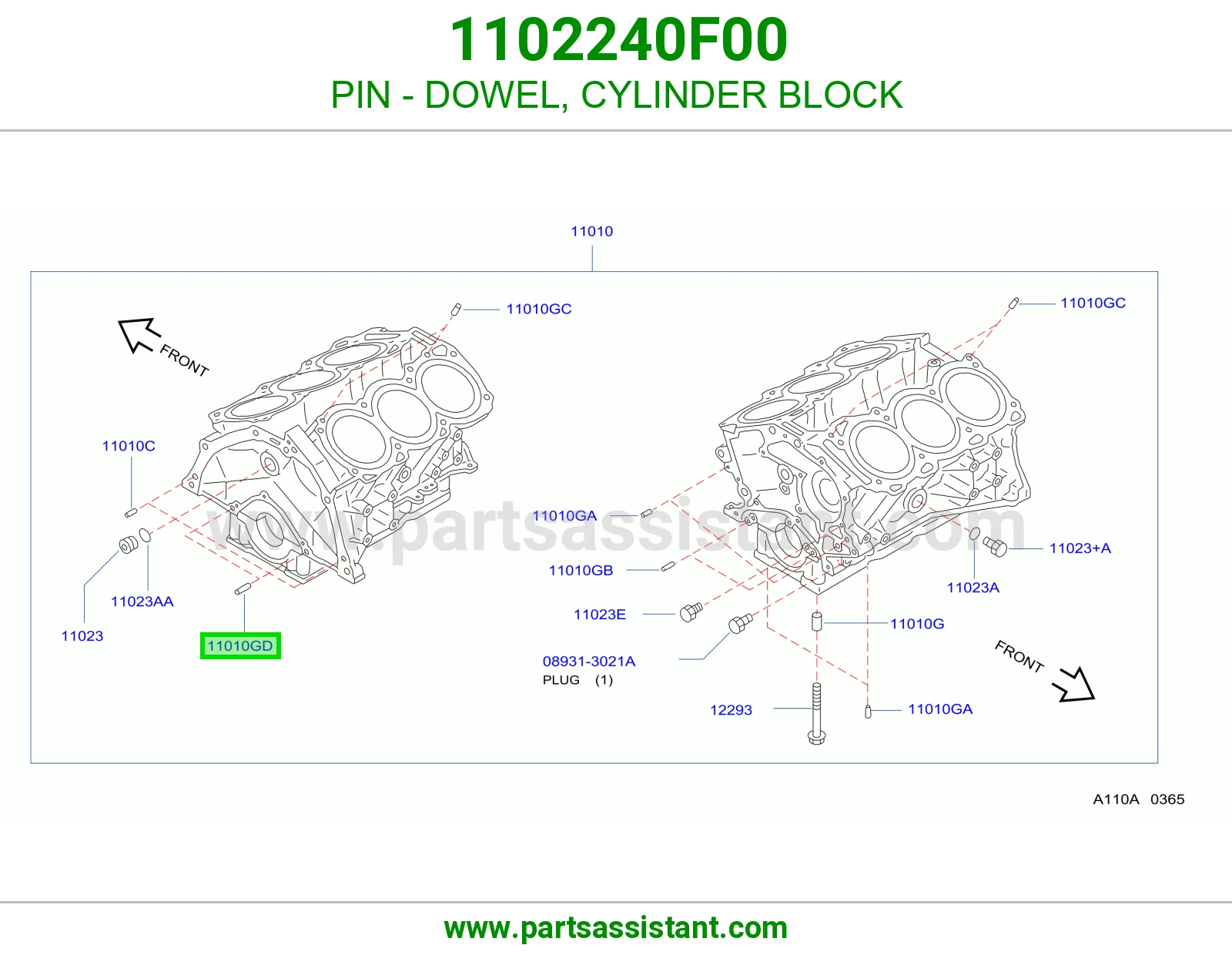 PIN - DOWEL, CYLINDER BLOCK