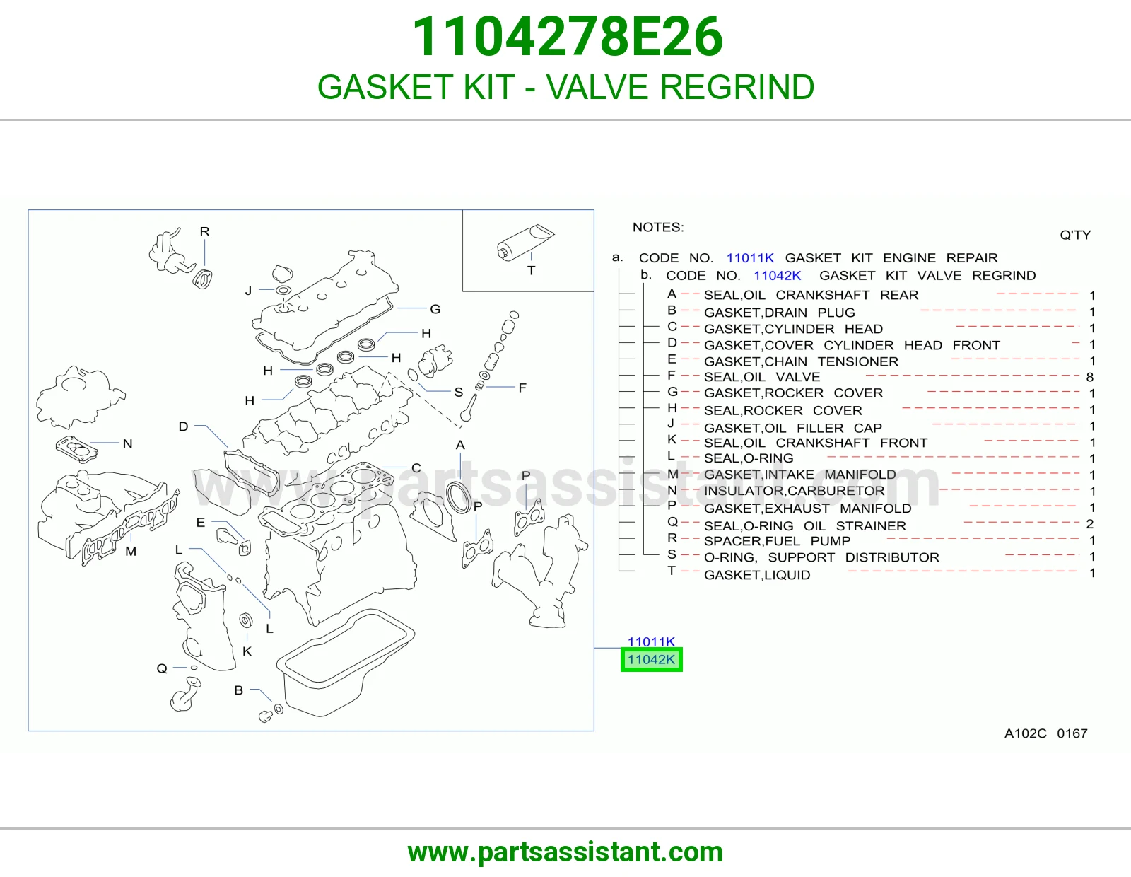 GASKET KIT - VALVE REGRIND