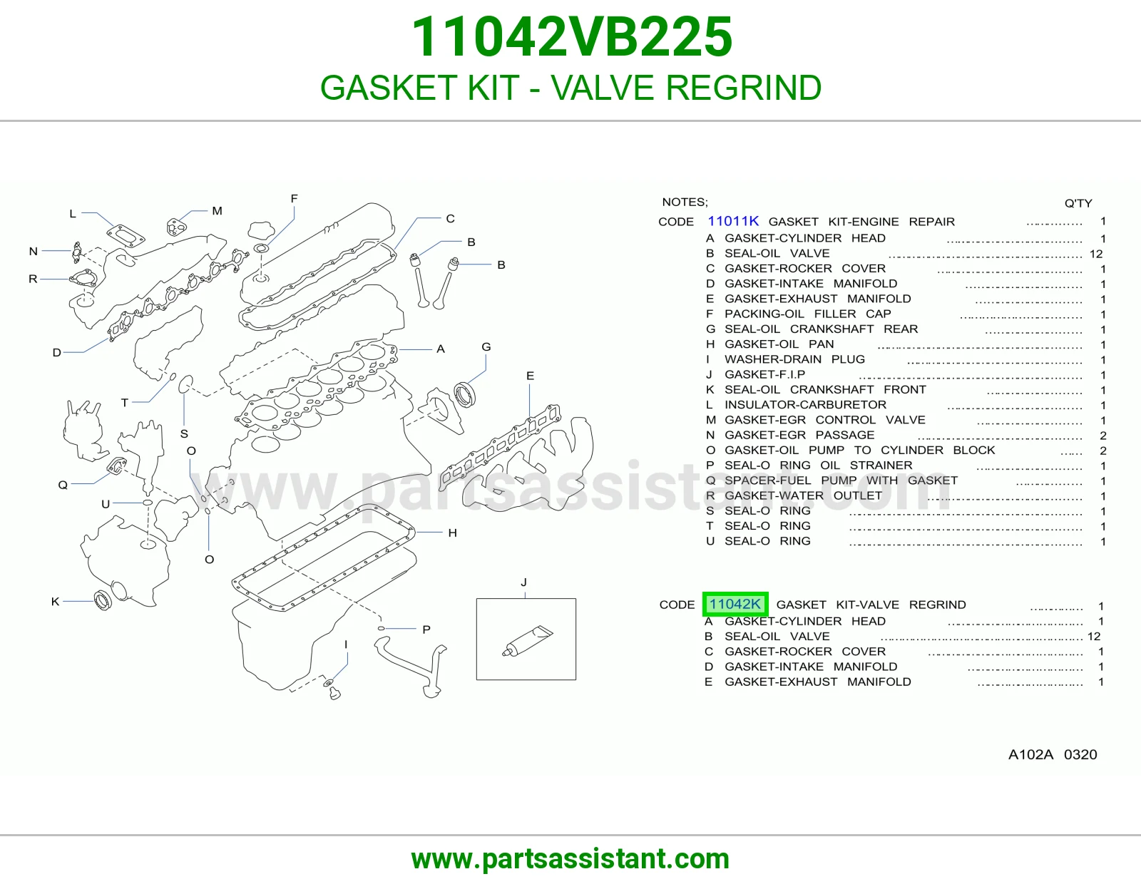 GASKET KIT - VALVE REGRIND