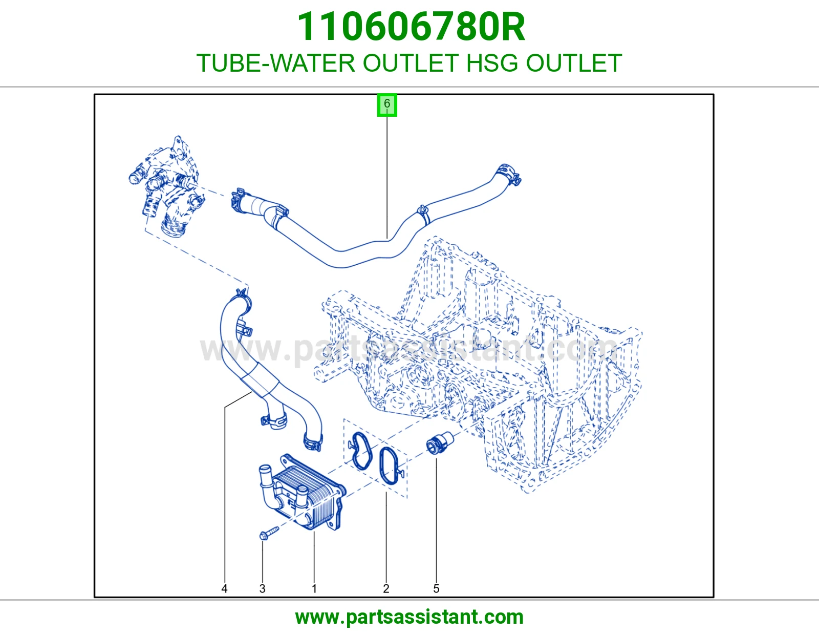 TUBE-WATER OUTLET HSG OUTLET