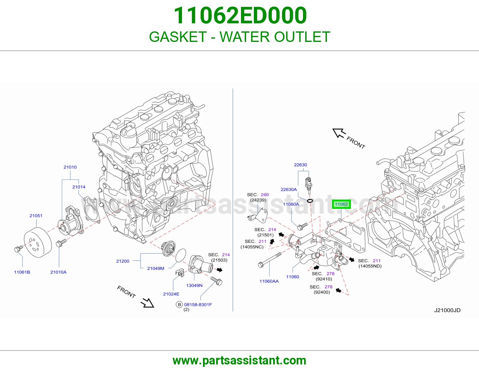 GASKET - WATER OUTLET