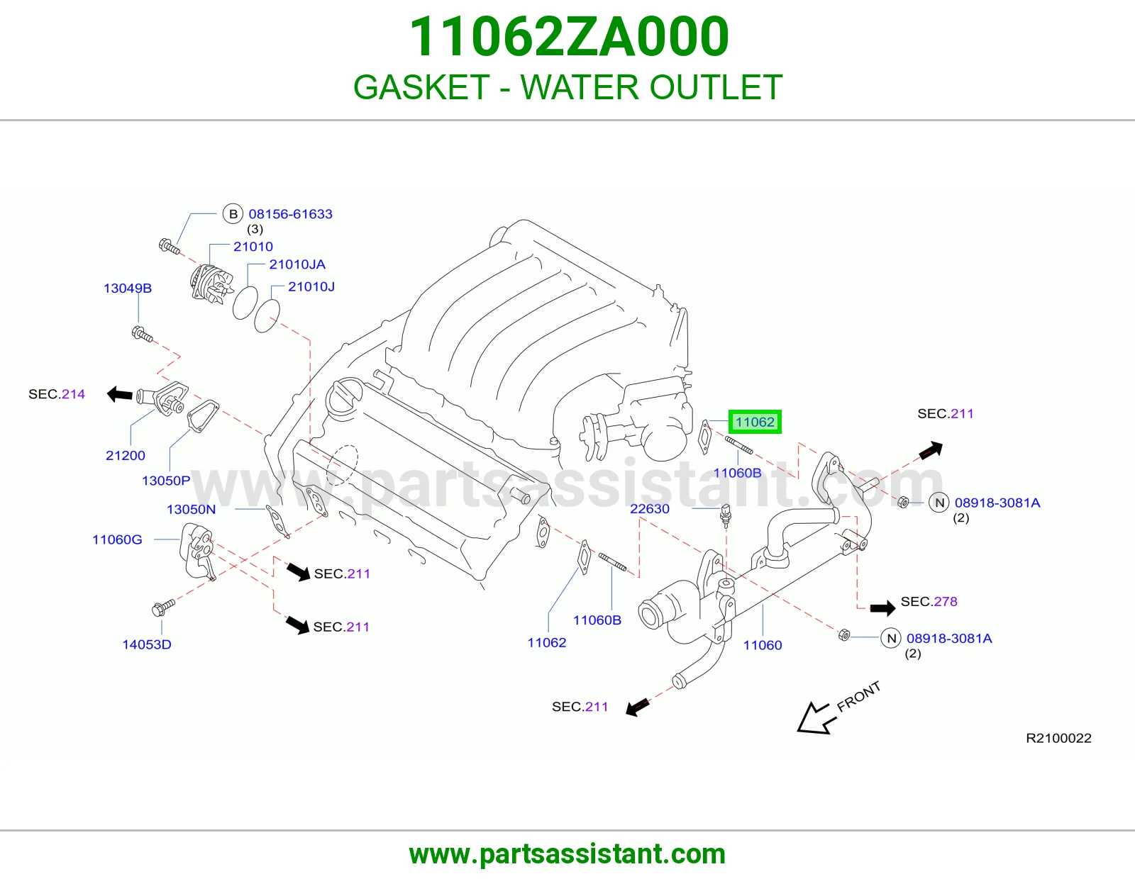 GASKET - WATER OUTLET