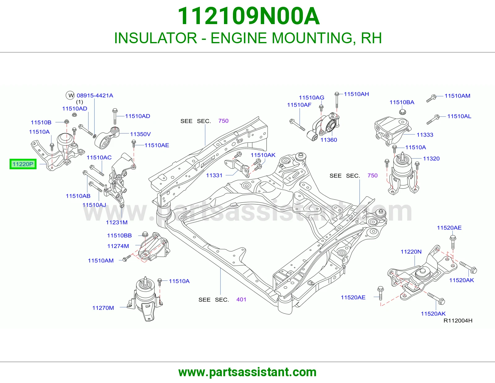 INSULATOR - ENGINE MOUNTING, RH