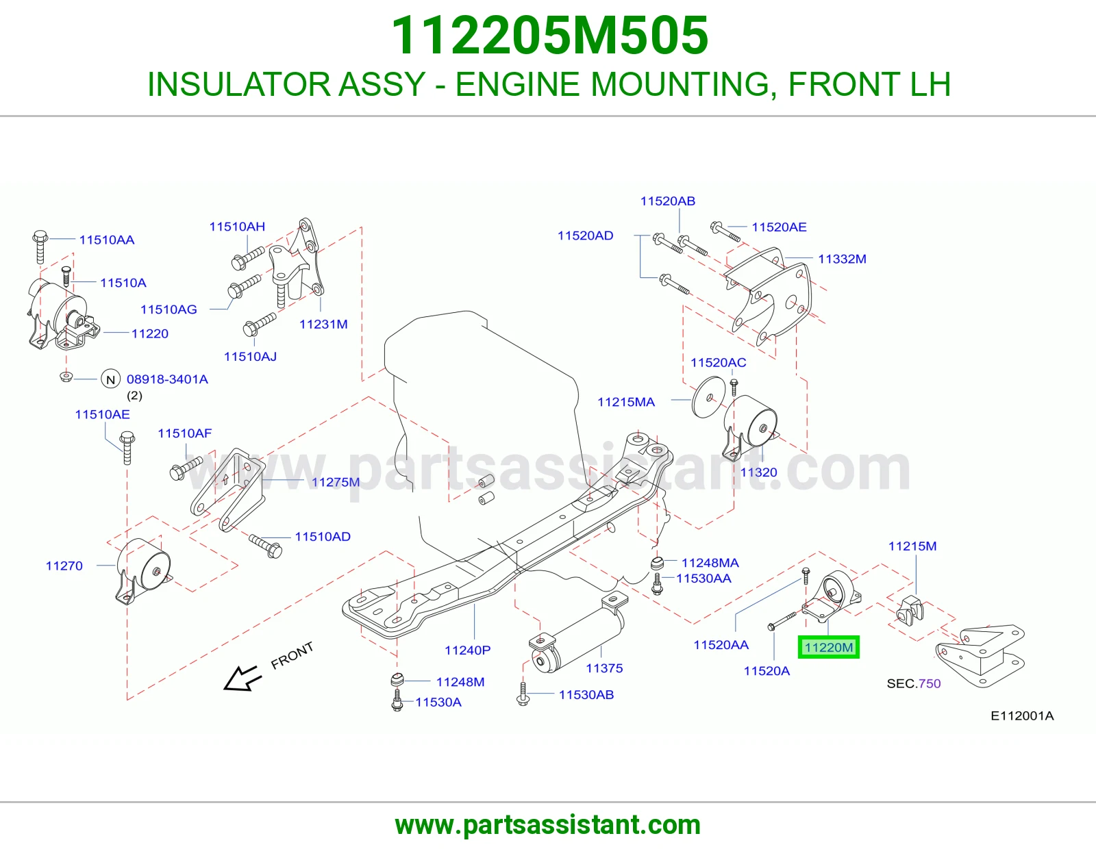 INSULATOR ASSY - ENGINE MOUNTING, FRONT LH
