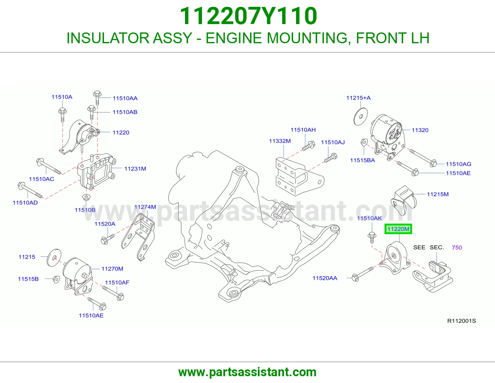 INSULATOR ASSY - ENGINE MOUNTING, FRONT LH