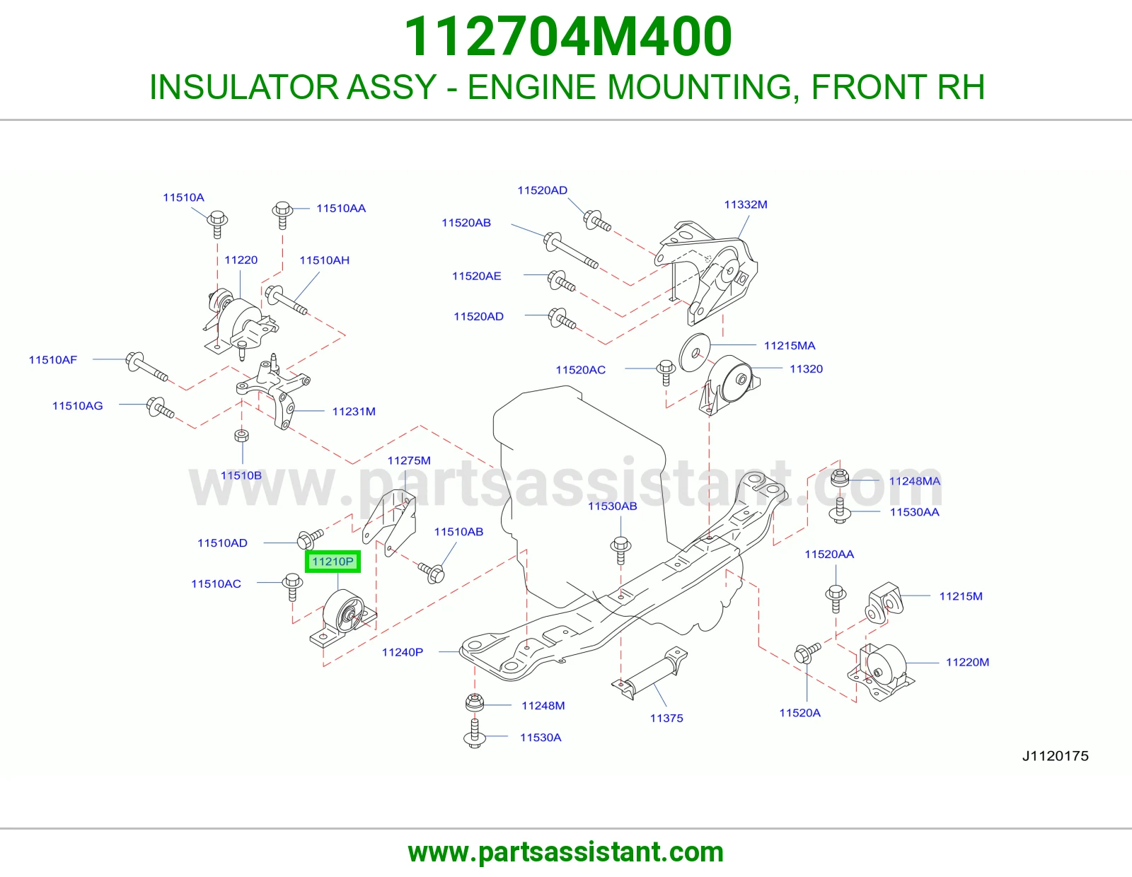INSULATOR ASSY - ENGINE MOUNTING, FRONT RH