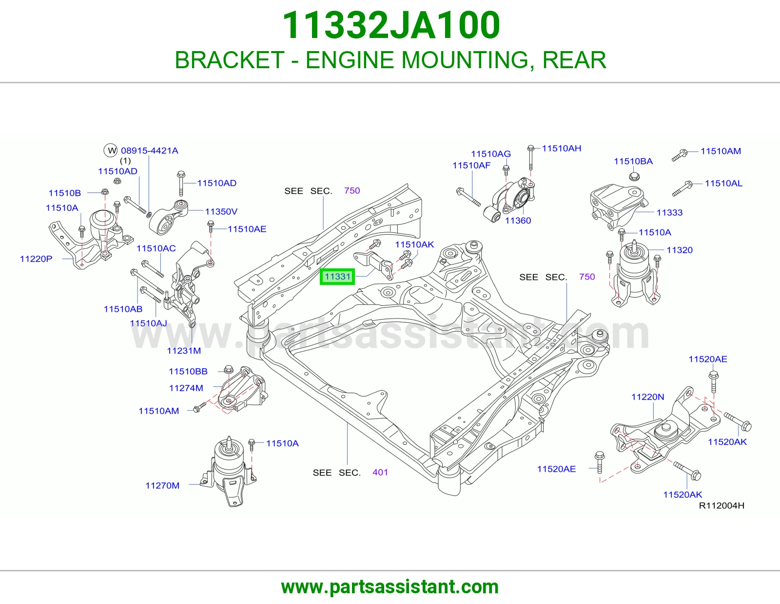 BRACKET - ENGINE MOUNTING, REAR