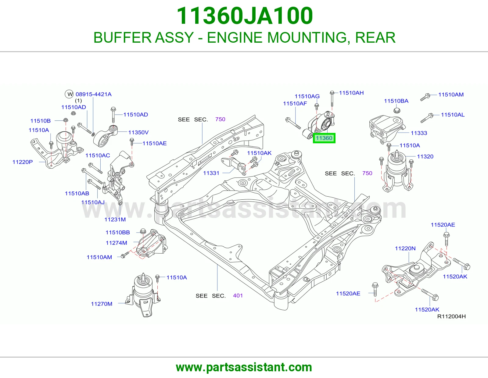 BUFFER ASSY - ENGINE MOUNTING, REAR