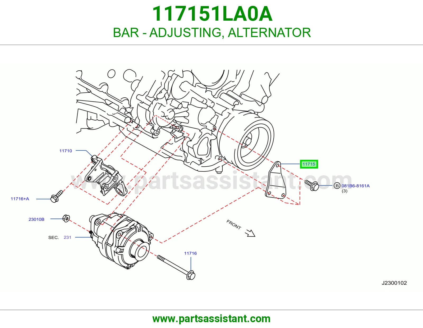BAR - ADJUSTING, ALTERNATOR