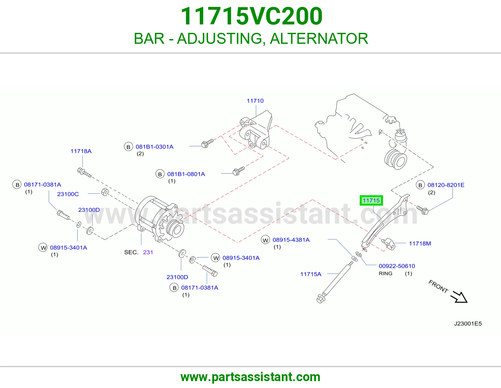 BAR - ADJUSTING, ALTERNATOR