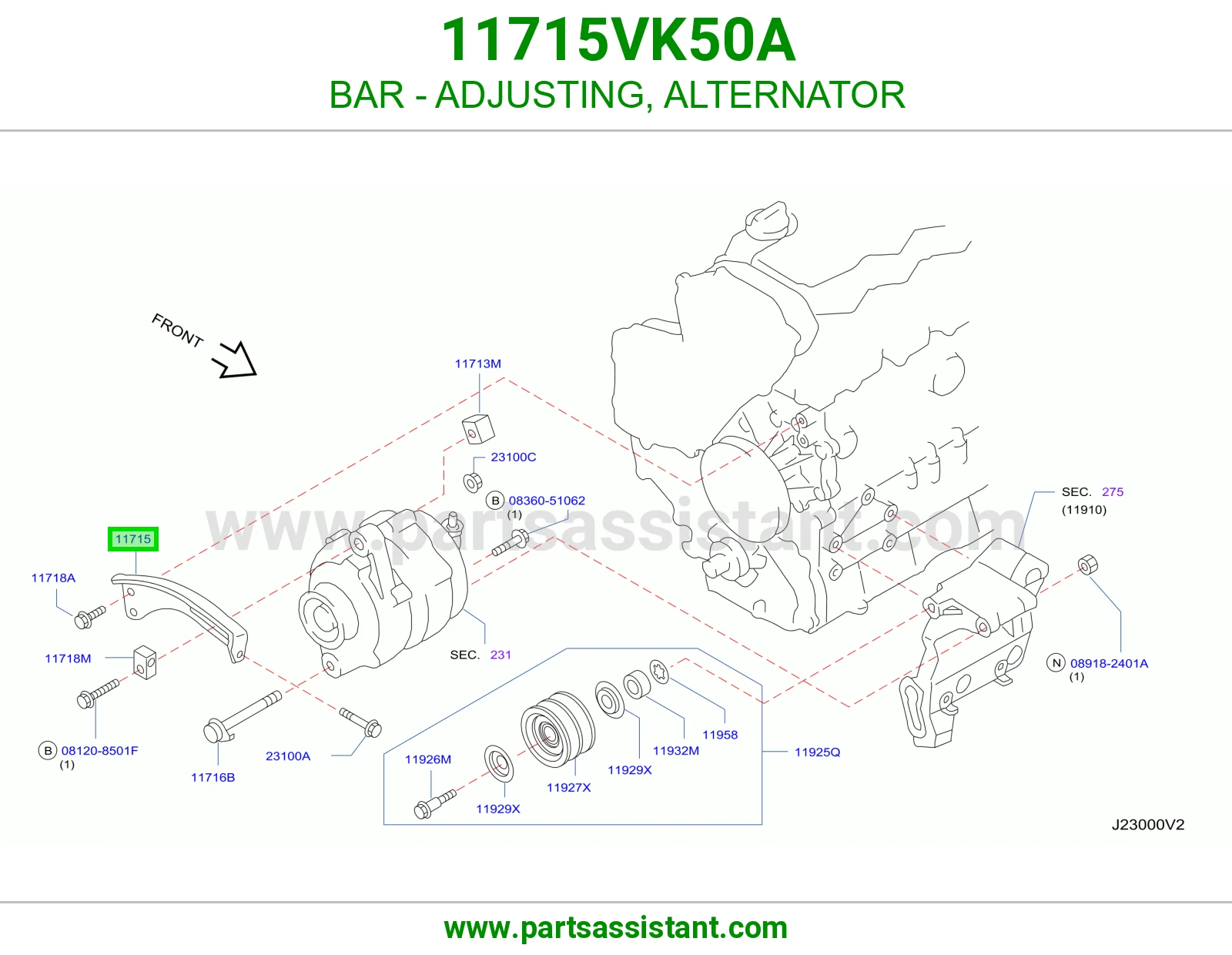 BAR - ADJUSTING, ALTERNATOR