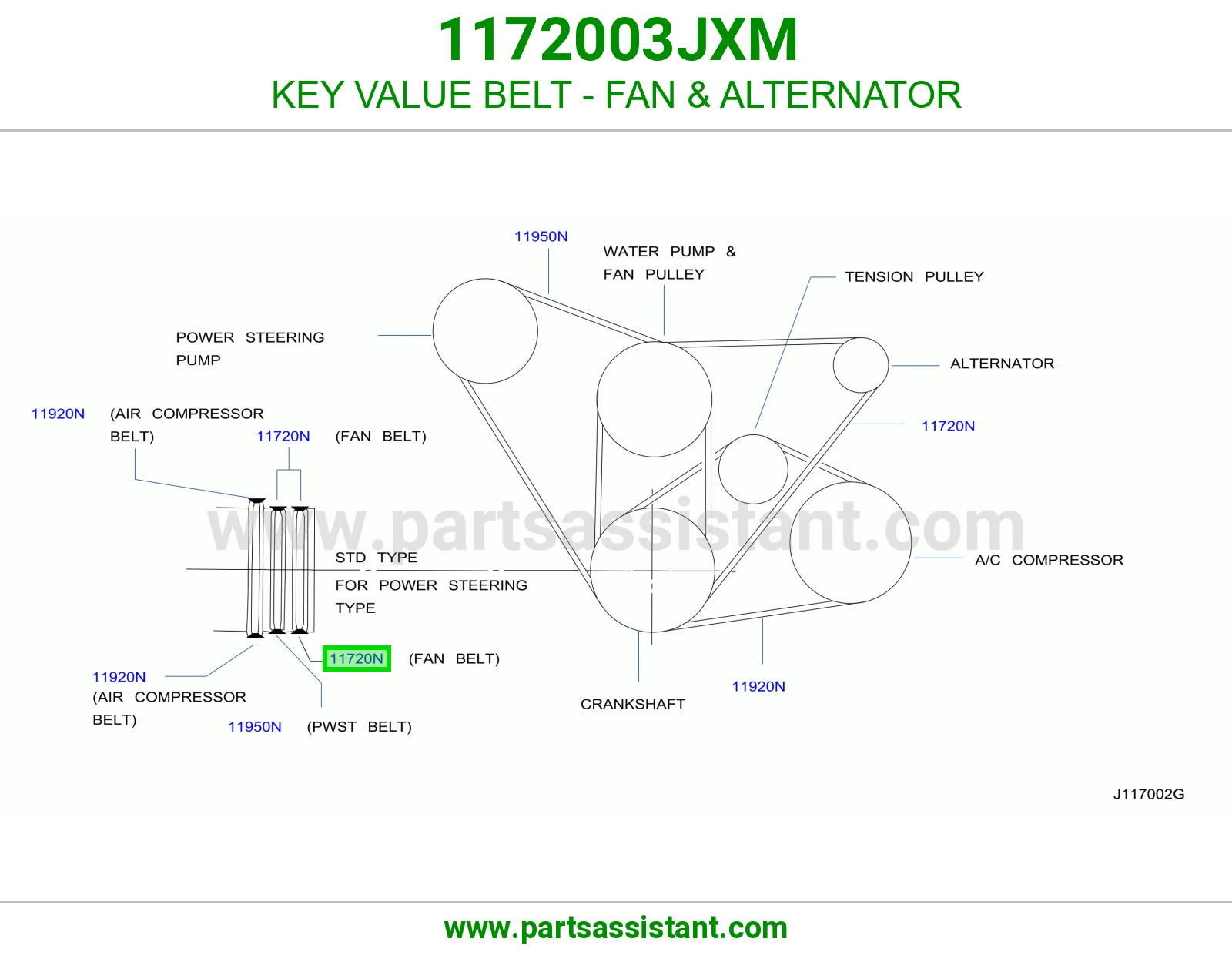 KEY VALUE BELT - FAN & ALTERNATOR